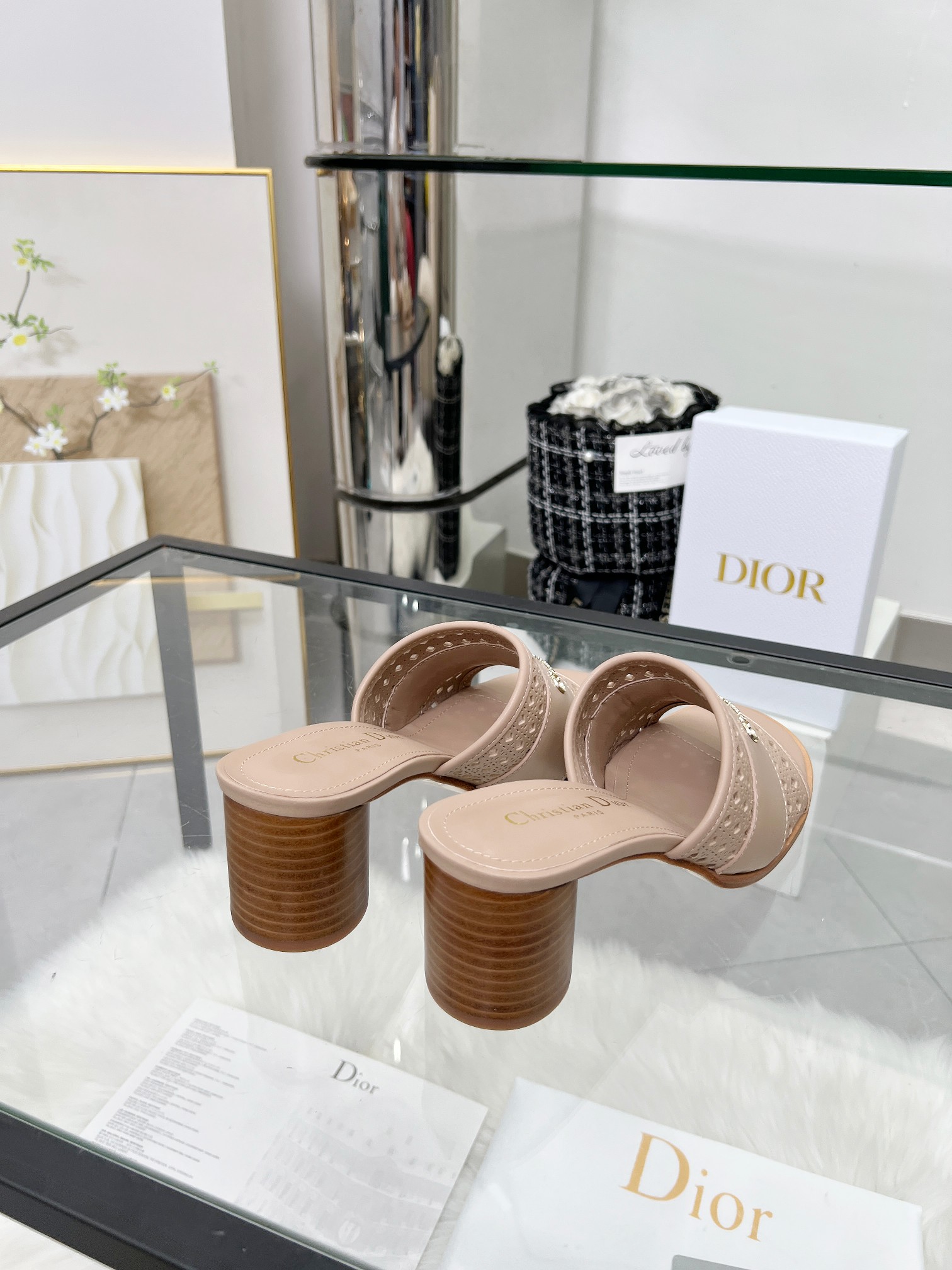 Dior D-Lane Beige Leather Heeled Sandals with Cannage Detail 6 a1744308723098 6875
