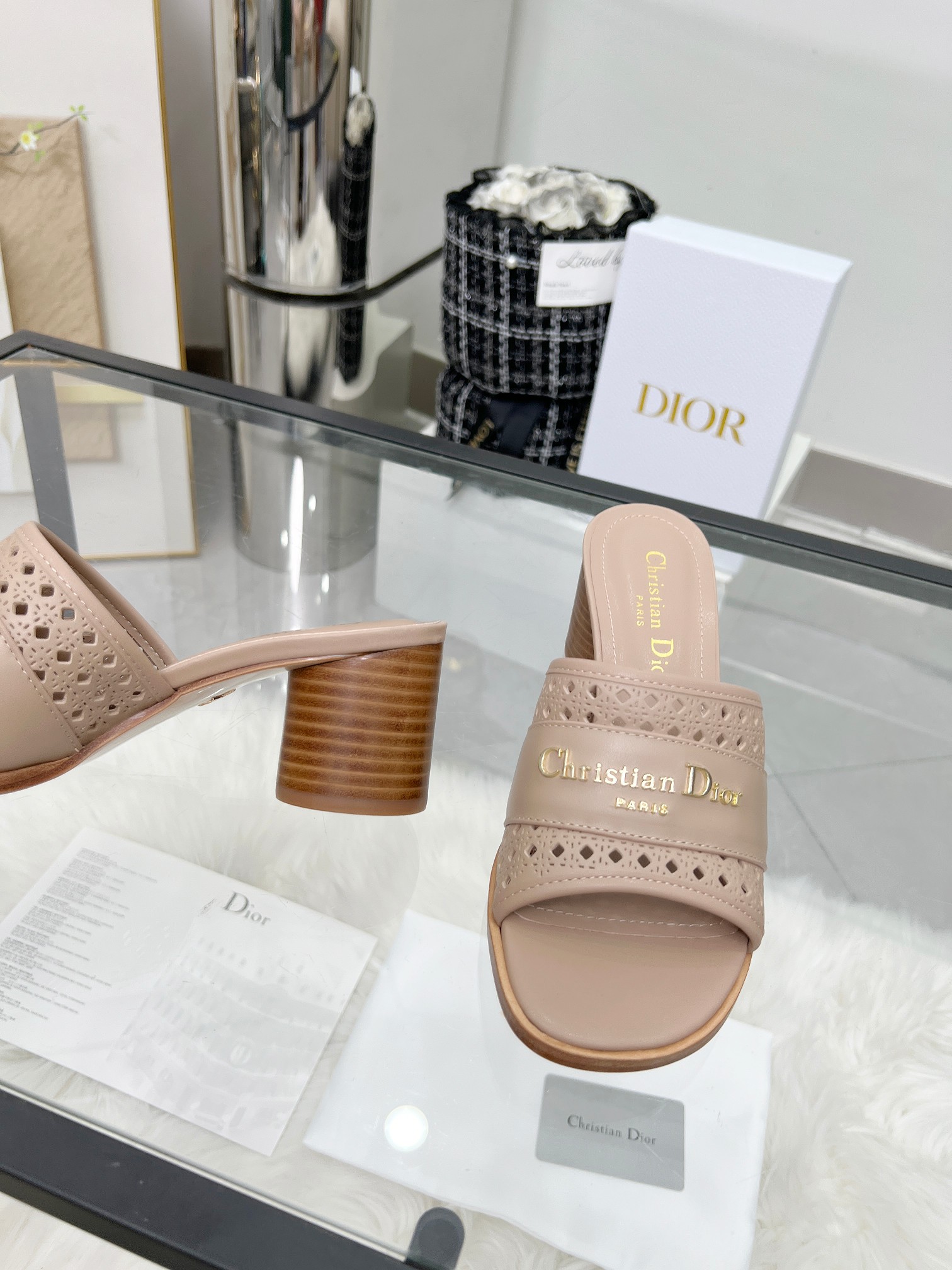Dior D-Lane Beige Leather Heeled Sandals with Cannage Detail 7 a1744308725342 5251