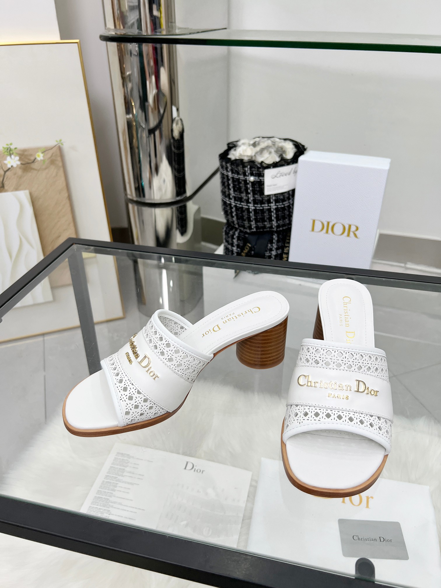 Dior D-Lane White Leather Heeled Sandals with Cannage Embroidery 3 a1744308917895 5636