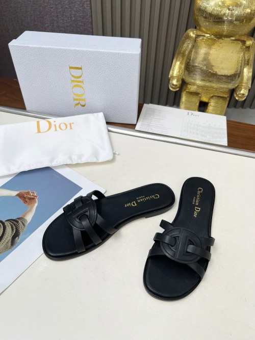 Dior D-Lane Black Leather Sandal with Gold Metal 'Diorior Paris' Signature 1 Dior D-Lane Black Leather Sandal with Gold Metal 'Diorior Paris' Signature