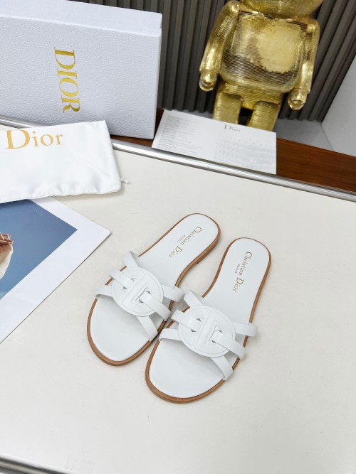 Dior D-Lane White Leather Sandals with Diorior Paris Logo, Sizes 35-39 1 Dior D-Lane White Leather Sandals with Diorior Paris Logo, Sizes 35-39