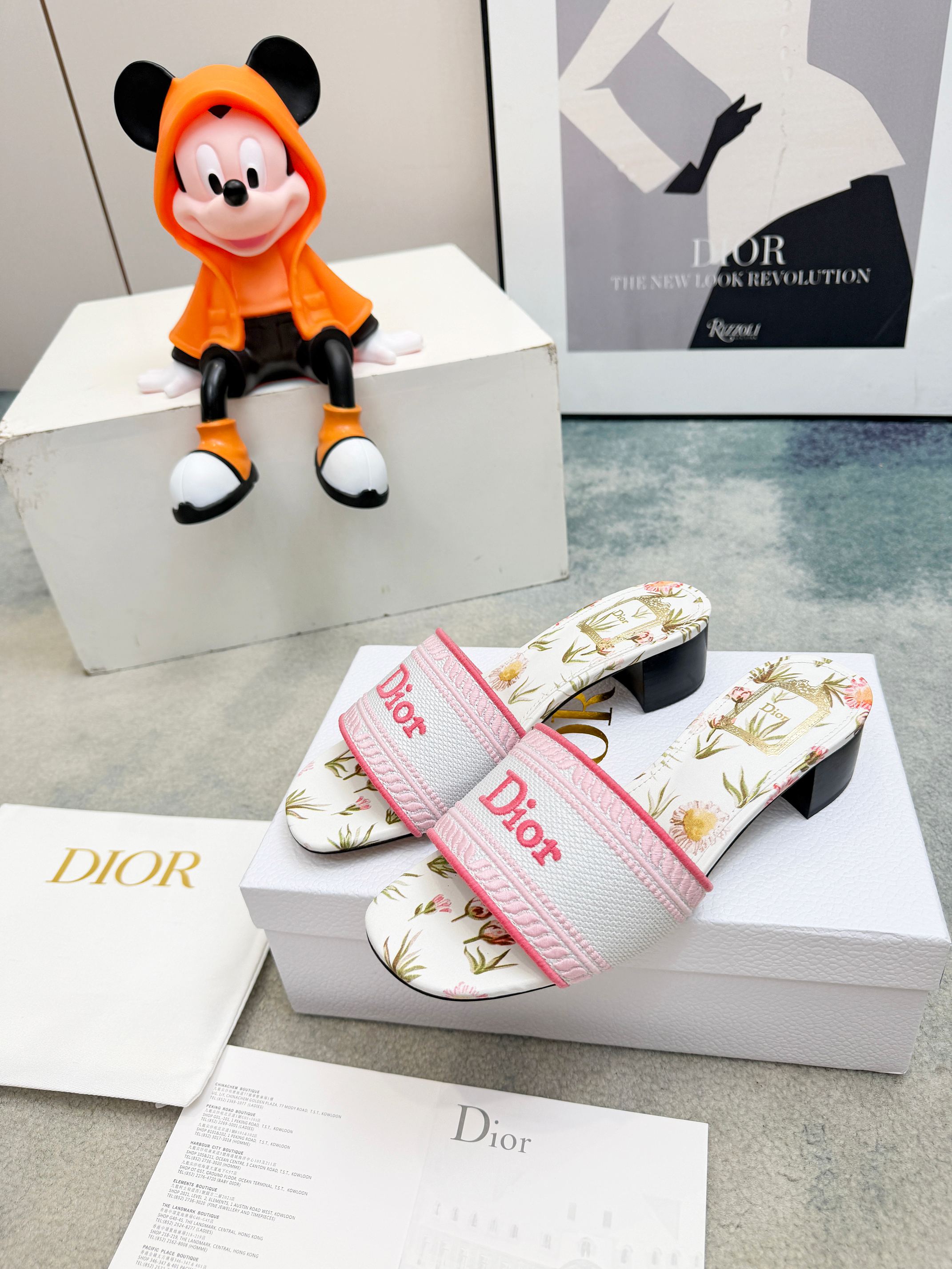 Dior CD•迪奥女士老花刺绣皮底拖鞋升级版