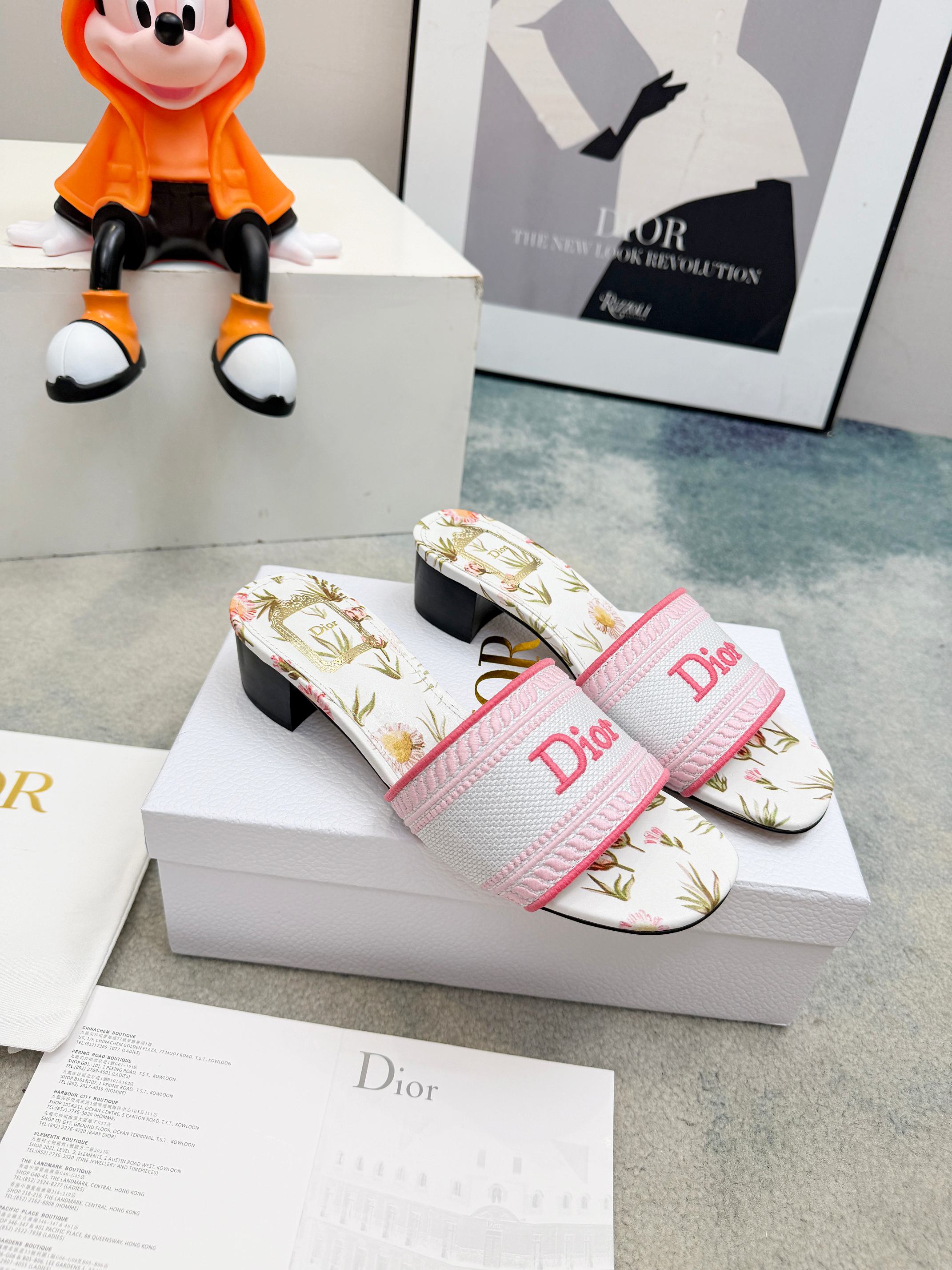 Dior CD•迪奥女士老花刺绣皮底拖鞋升级版
