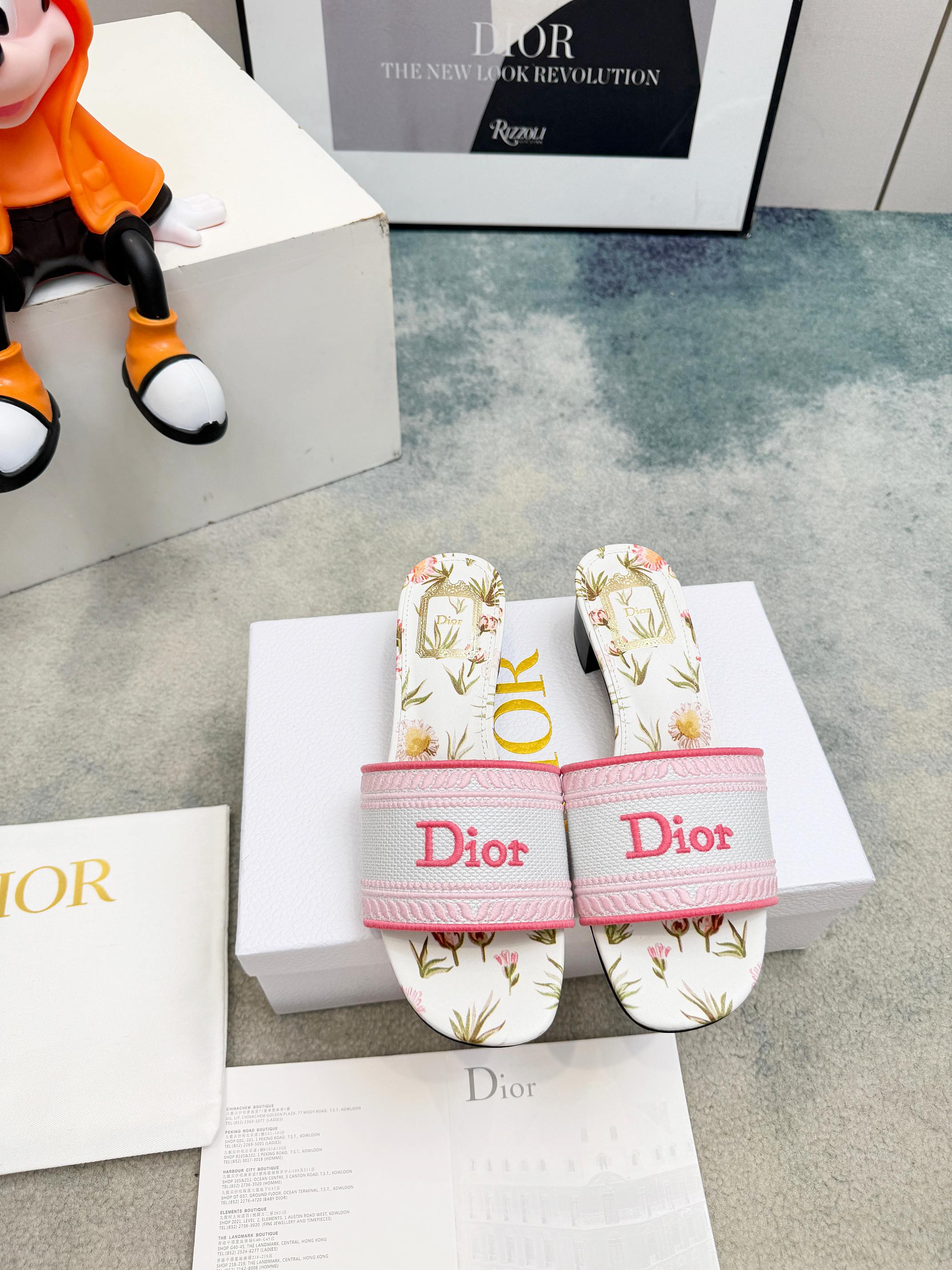 Dior CD•迪奥女士老花刺绣皮底拖鞋升级版
