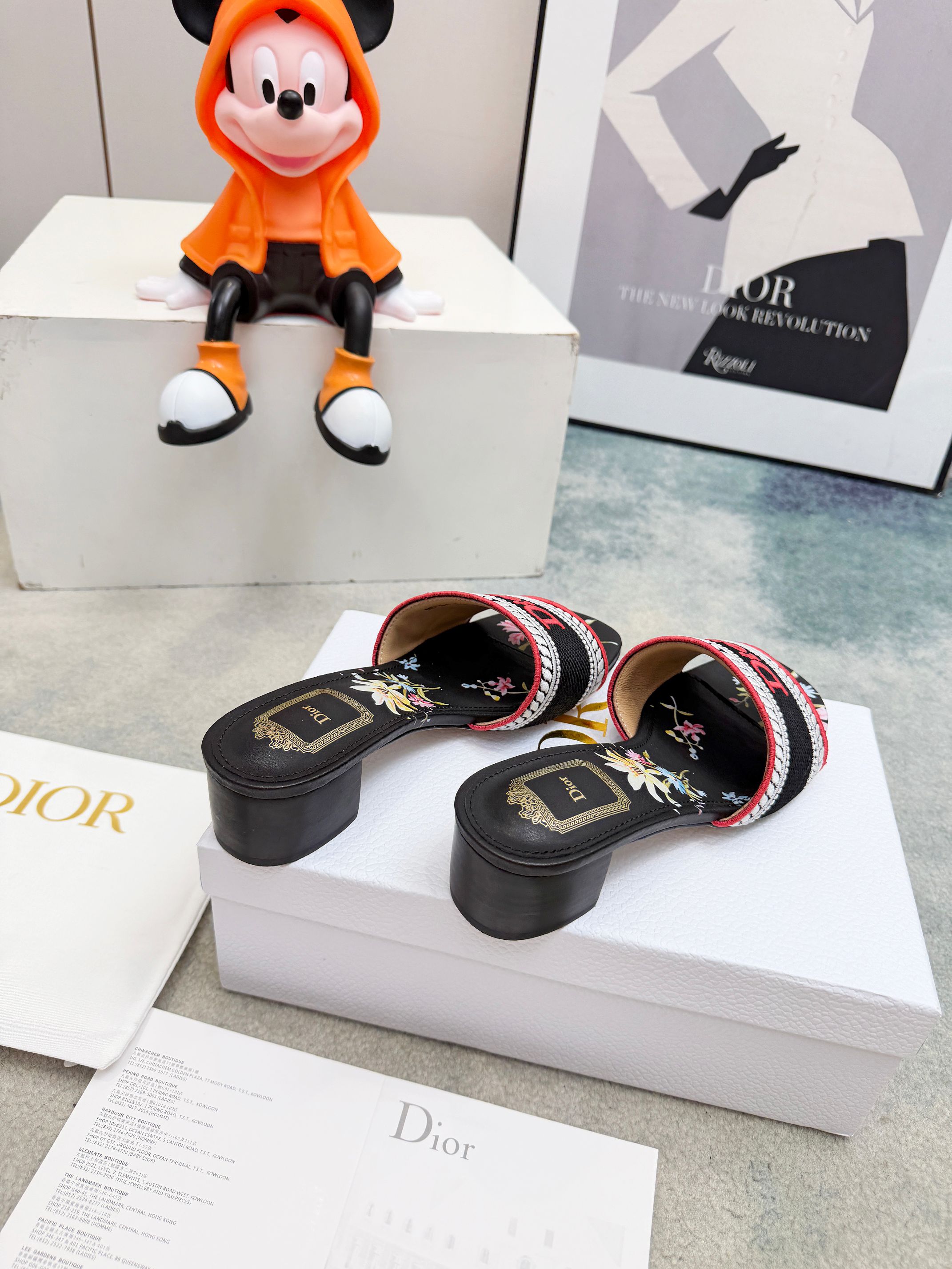 Dior CD•迪奥女士老花刺绣皮底拖鞋升级版