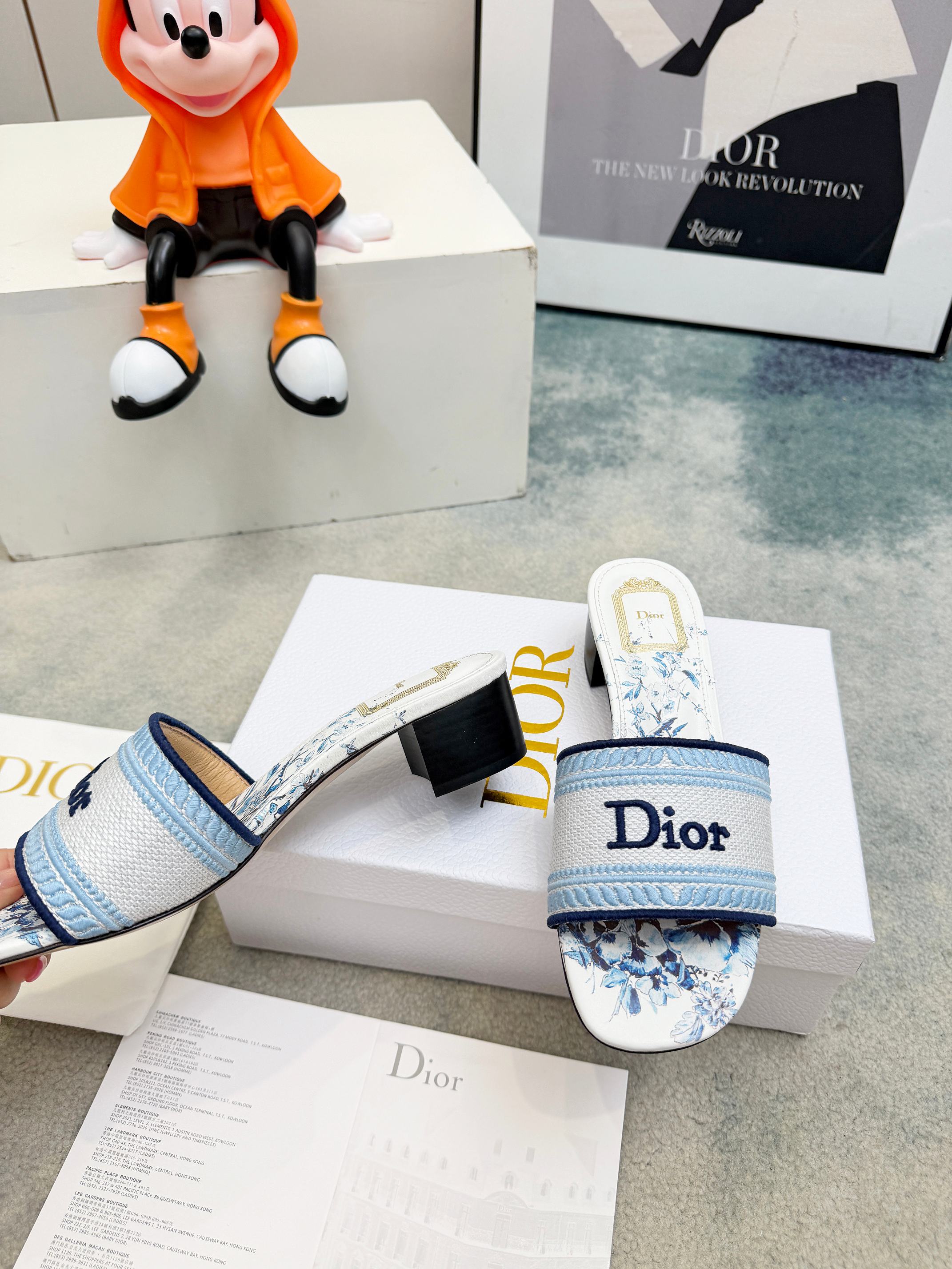 Dior CD•迪奥女士老花刺绣皮底拖鞋升级版