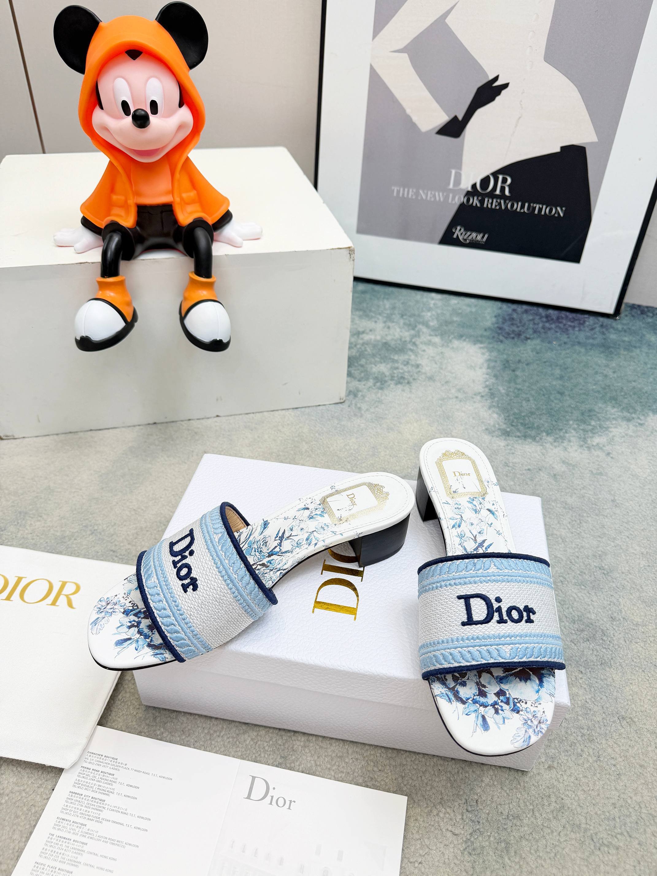 Dior CD•迪奥女士老花刺绣皮底拖鞋升级版
