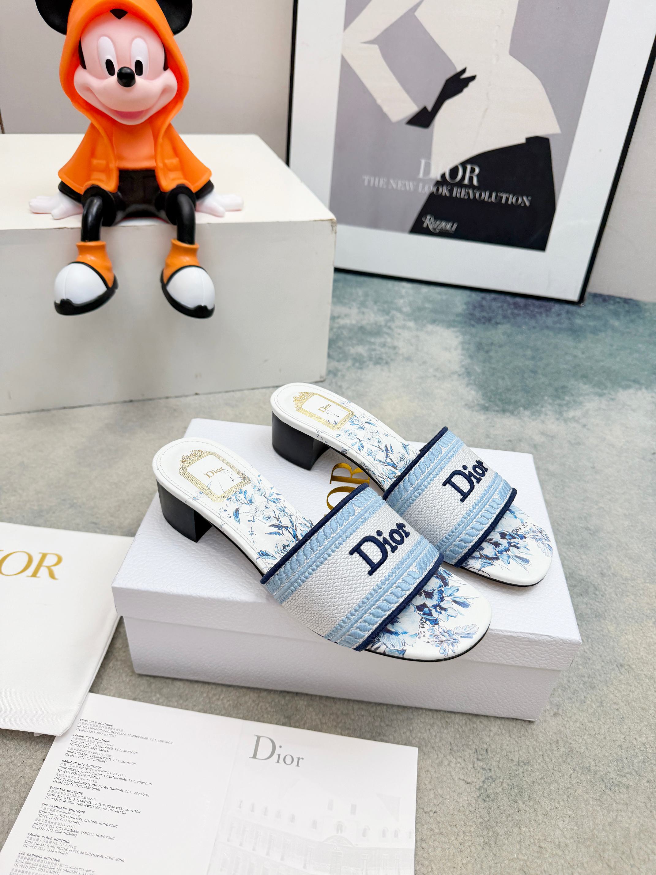 Dior CD•迪奥女士老花刺绣皮底拖鞋升级版