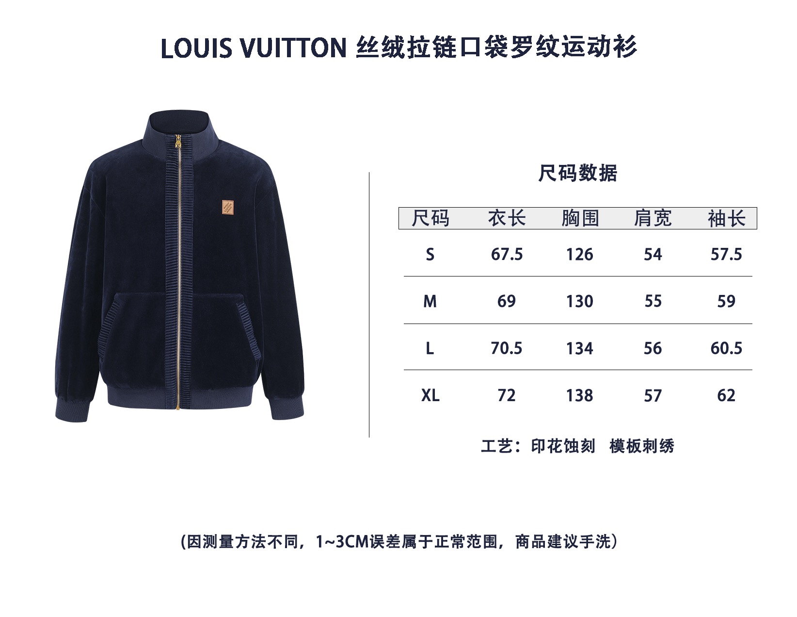 440💰包顺丰（编号102）
LOUIS VUITTON 25SS丝绒拉链口袋罗纹运动衫外套夹克

同款长裤也有 一套拿优惠15 

尺码：S M L XL

