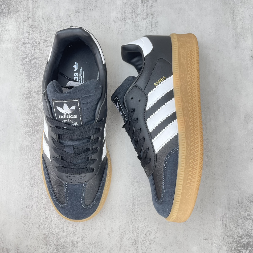 Fashionable Leather and Skin Shoes with Thick EVA Soles in SAMBA Style - 图片 3