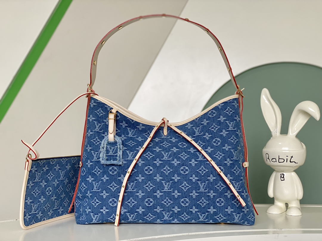 Louis Vuitton Luxury
 Handbags Tote Bags Blue Embroidery Monogram Canvas Denim M46855