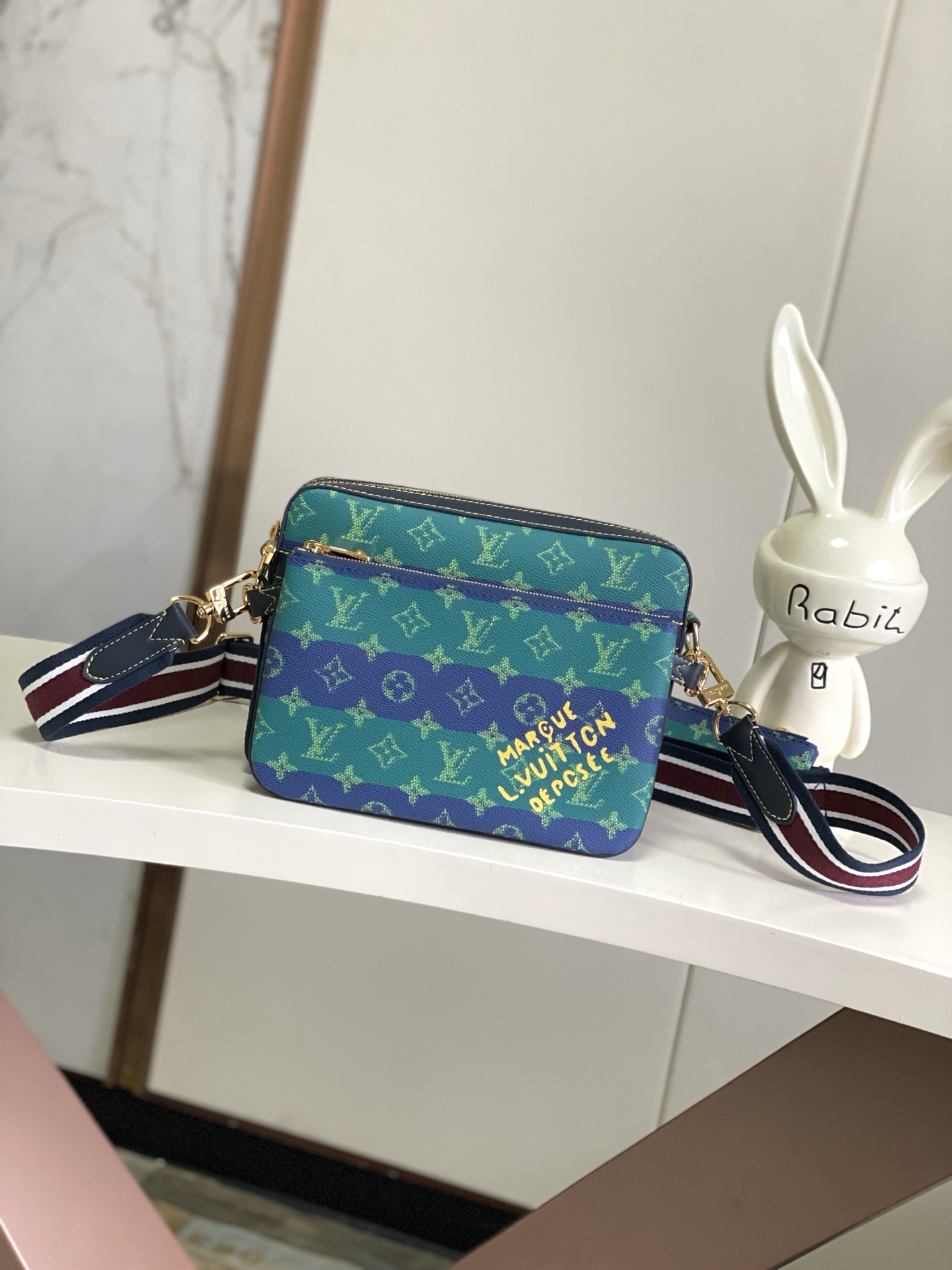 Louis Vuitton Trio Messenger Bag Monogram Heritage Stripes Blue/Green