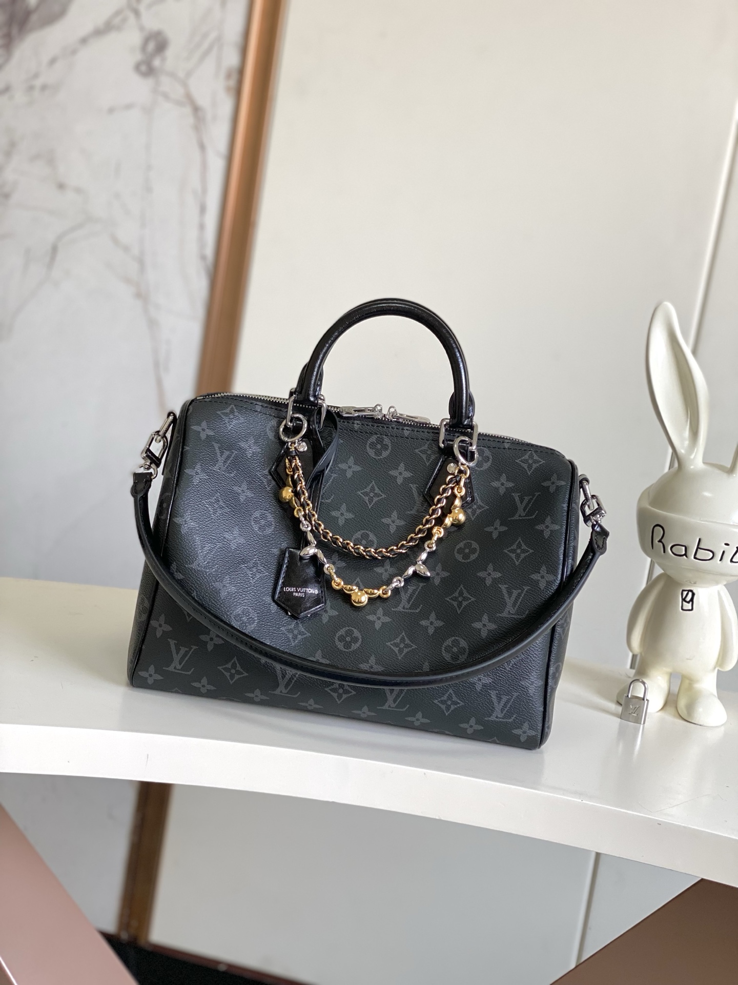 Louis Vuitton Speedy Soft 30 Monogram Eclipse Canvas Handbag