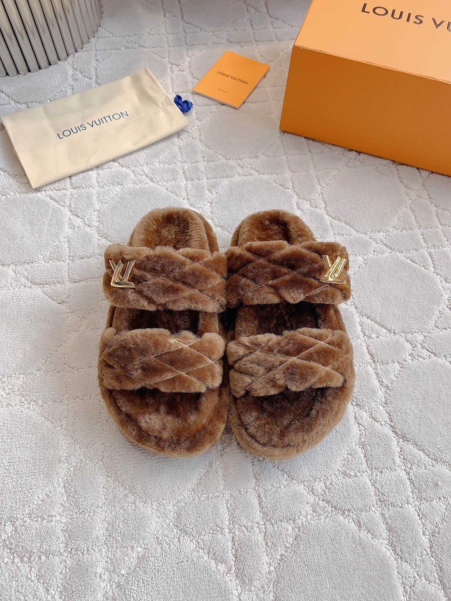 Louis Vuitton Shoes Slippers Gold Hardware Wool