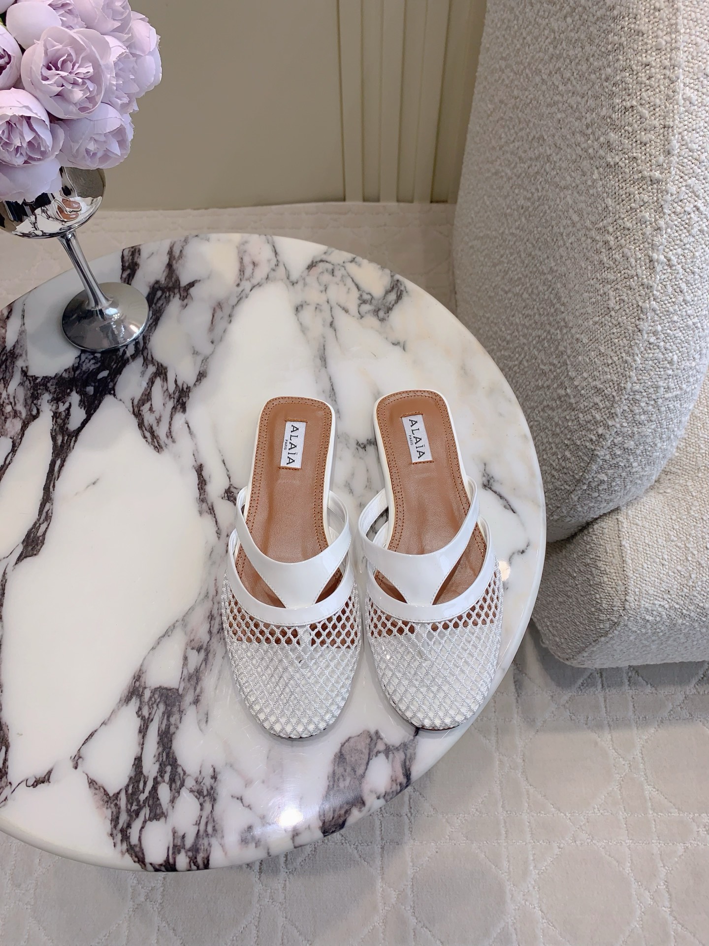 Alaia’s Eccentric Soft Shoes: Net-To-Skin Slipper Pair for Friends and Singles
