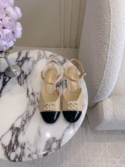 Chanel Mary Jane Block Heel Pumps with CC Logo - Classic Beige & Black 1 Chanel Mary Jane Block Heel Pumps with CC Logo - Classic Beige & Black