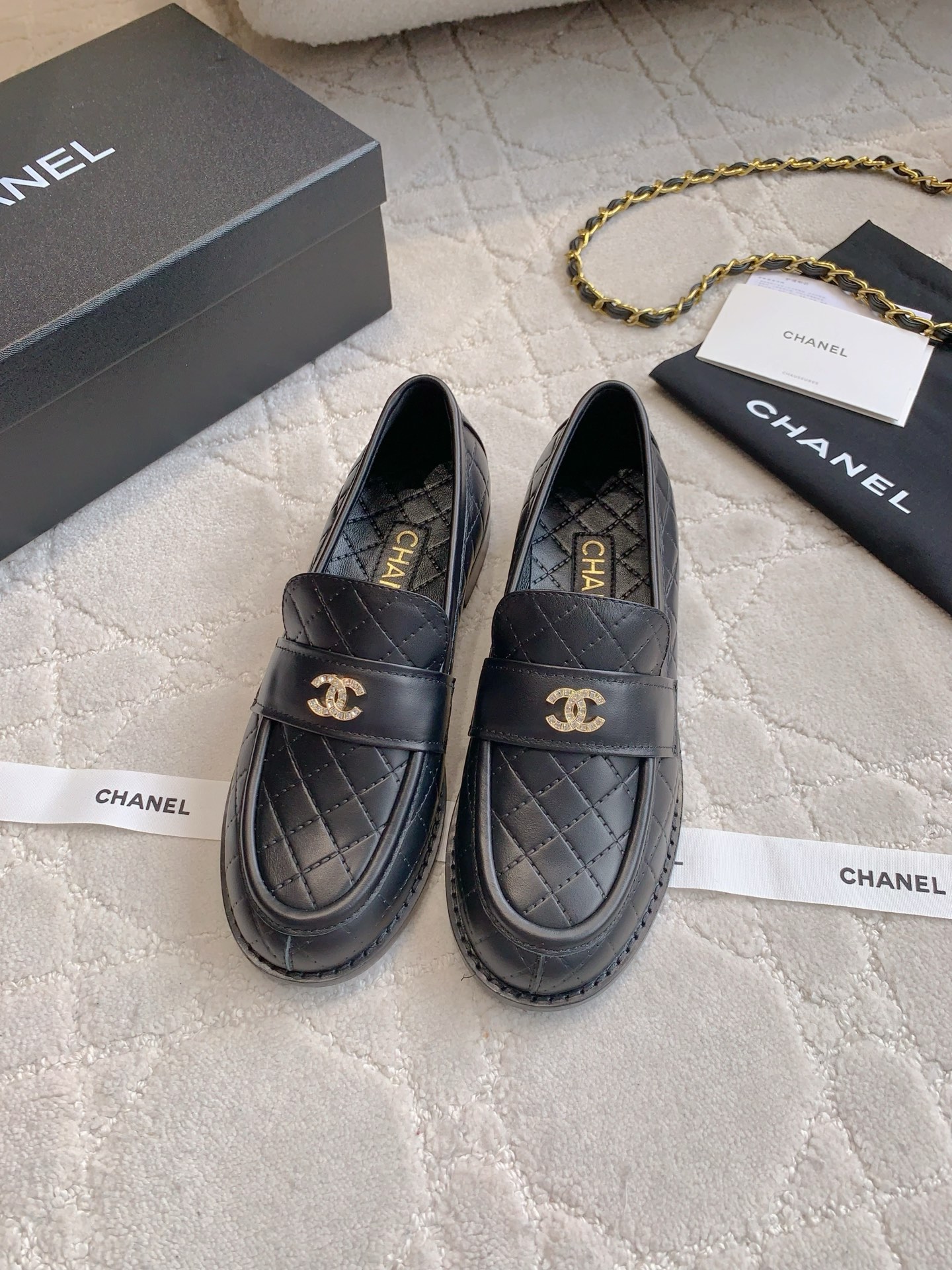 Chanel Women's Black Leather Loafers with CC Buckle - Comfortable & Stylish