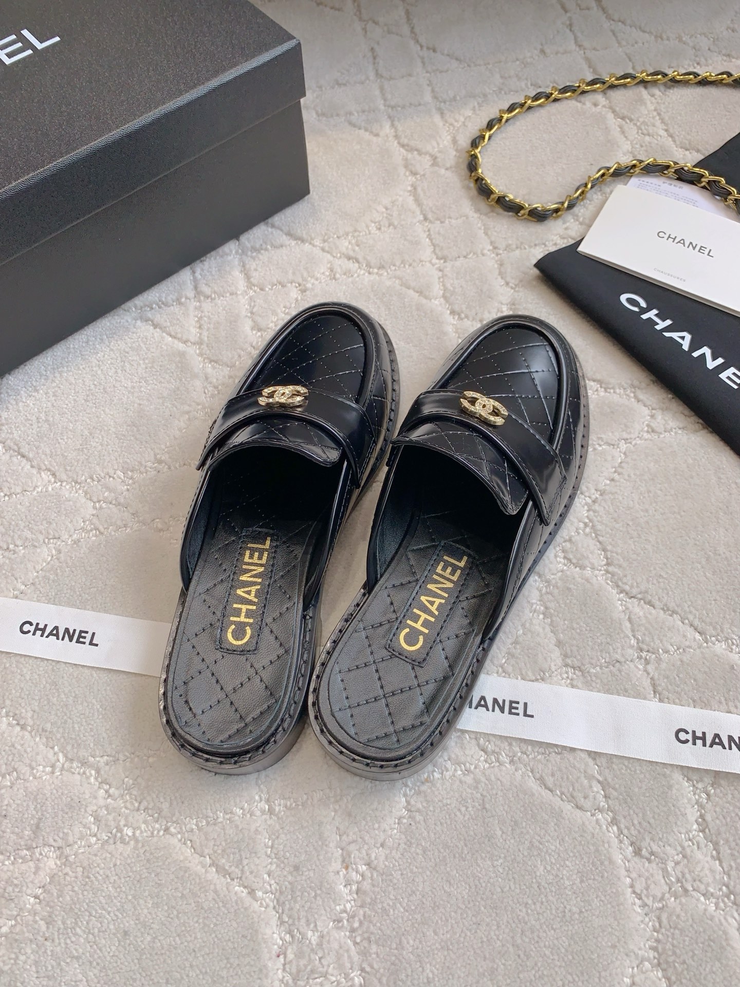 Chanel Women's Leather Loafers with CC Buckle, Black 6 i1748498745396 8142 0 7