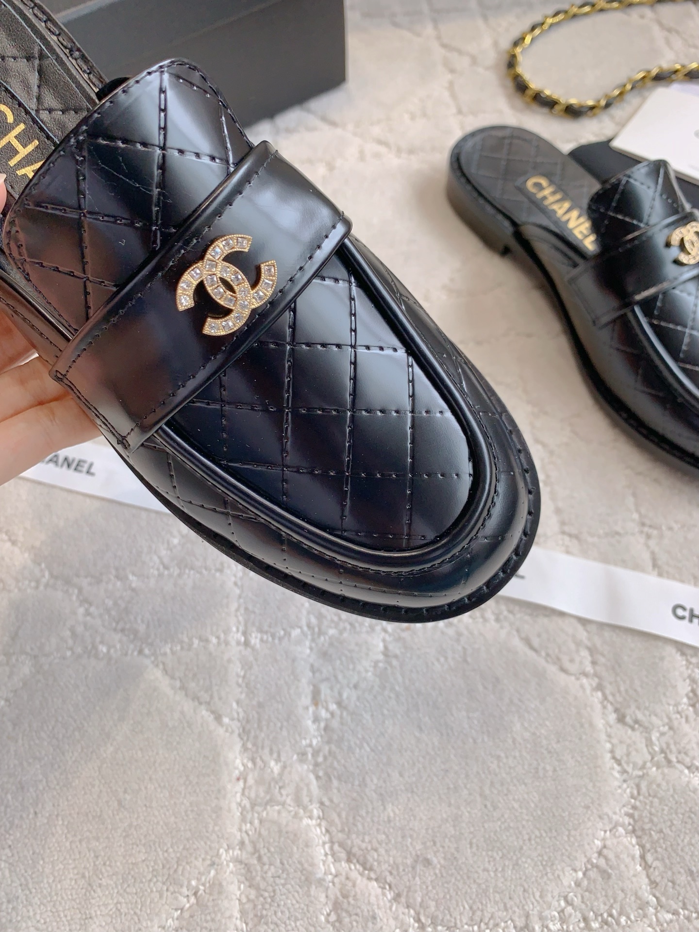 Chanel Women's Leather Loafers with CC Buckle, Black 7 i1748498747009 2879 0 6