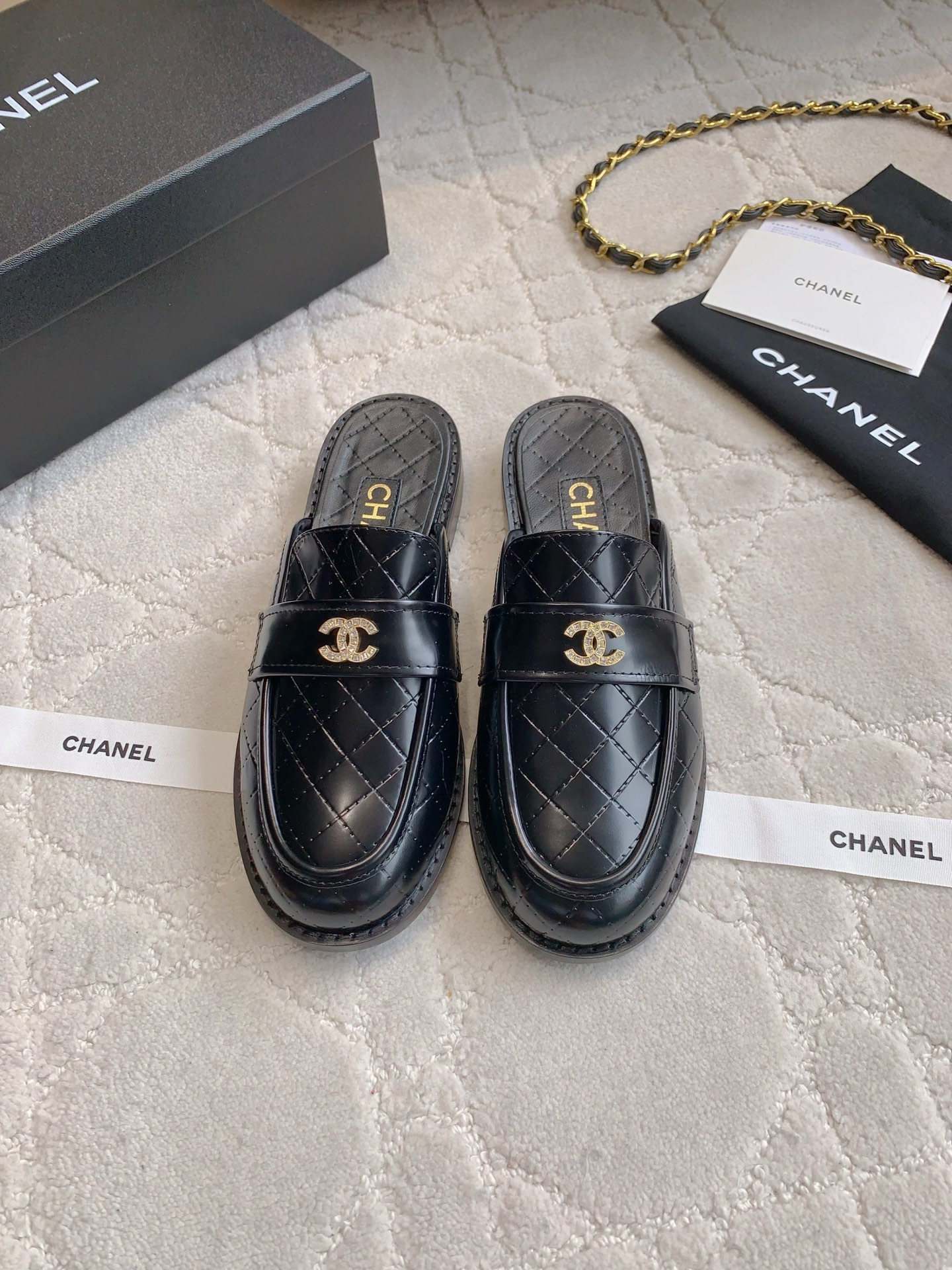 Chanel Women's Leather Loafers with CC Buckle, Black 2 i1748498747020 9104 0 1