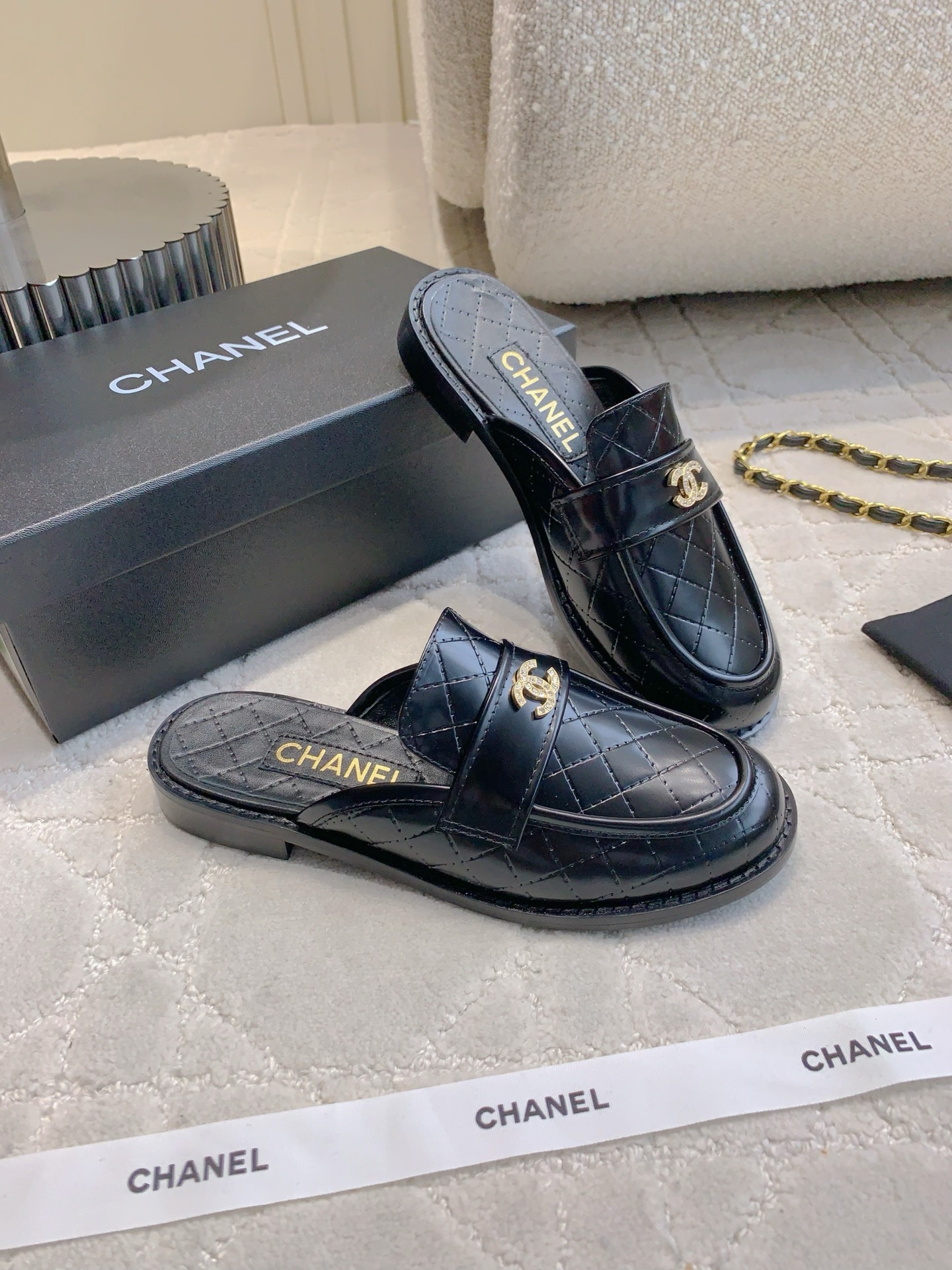Chanel Women's Leather Loafers with CC Buckle, Black 4 i1748499371678 510 0 7