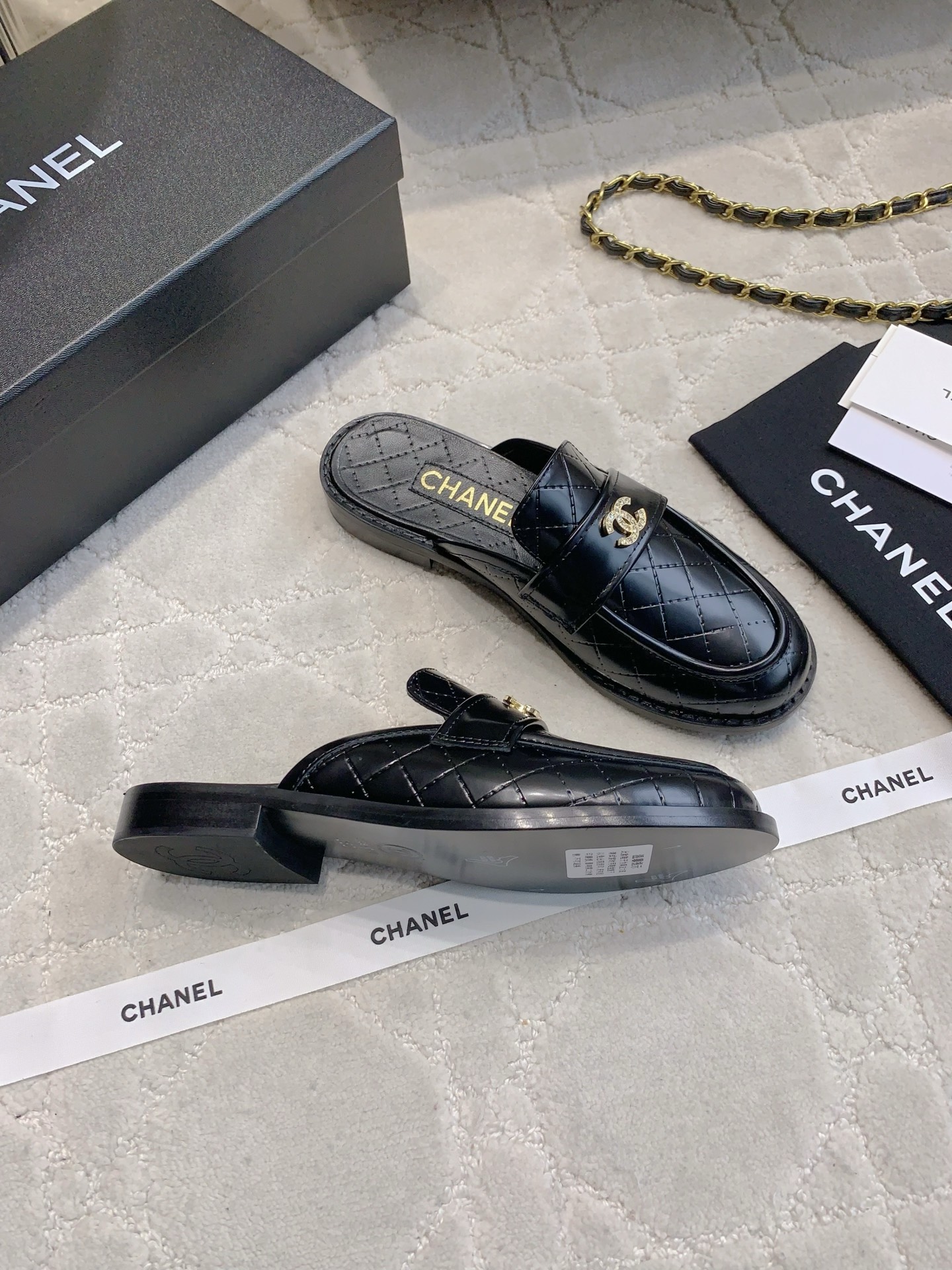 Chanel Women's Leather Loafers with CC Buckle, Black 5 i1748499372125 9963 0 8