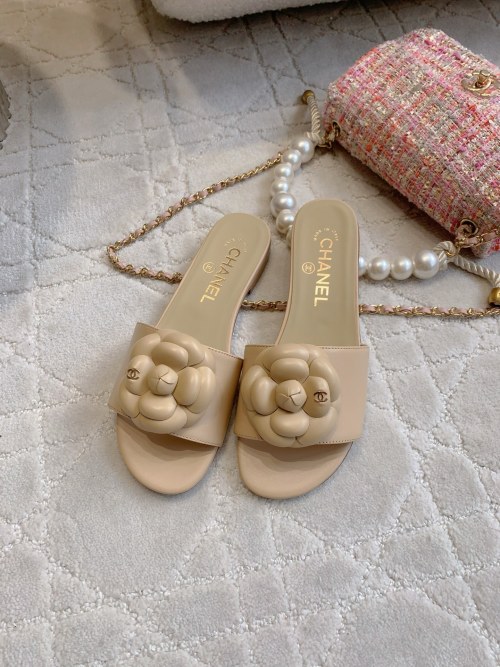 Chanel Camellia Lambskin Flat Sandals - Elegant and Comfortable Luxury Slides 1 Chanel Camellia Lambskin Flat Sandals - Elegant and Comfortable Luxury Slides