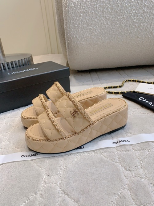 Chanel Women's New Chain Loafers Quilted Platform Sandals Luxury Designer Shoes
