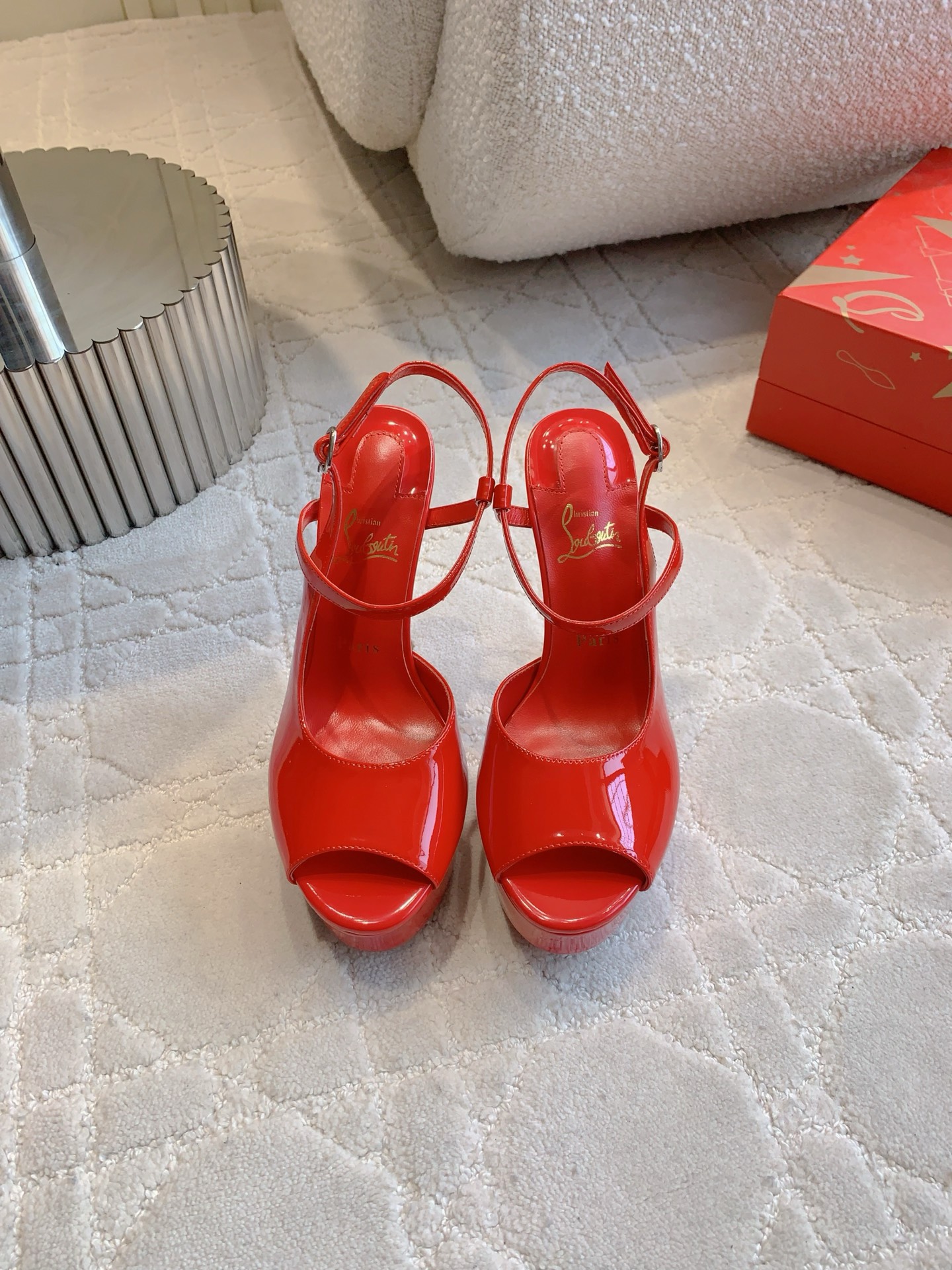 Christian Louboutin 816 Price Red-Floor Heel Sandals: Shoe-Faced Oxen Skin, 14cm Tall, Size 35-39. - 图片 5