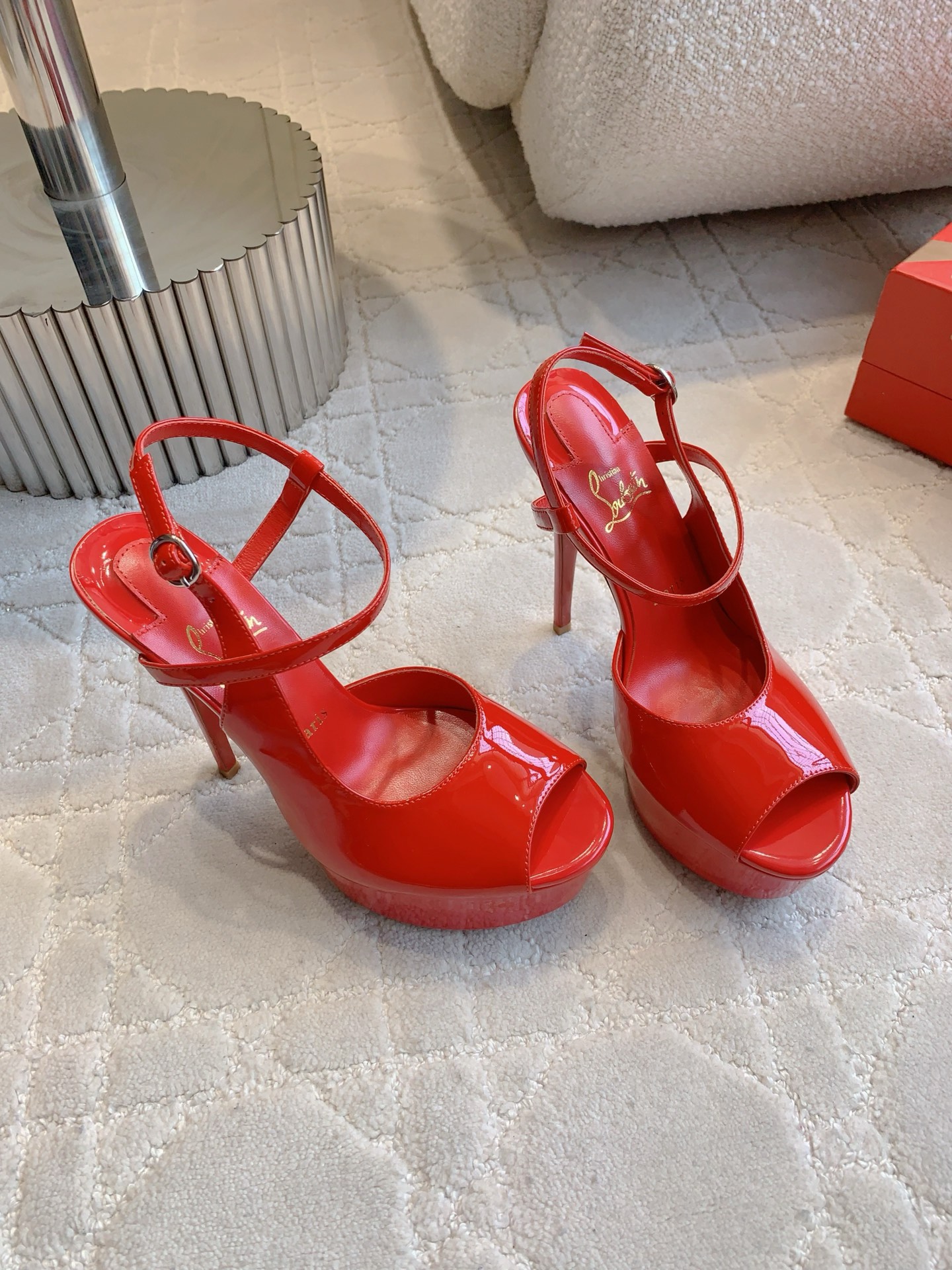 Christian Louboutin 816 Price Red-Floor Heel Sandals: Shoe-Faced Oxen Skin, 14cm Tall, Size 35-39. - 图片 2