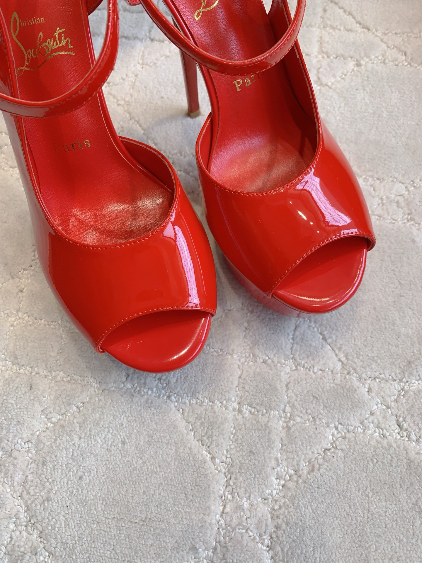 Christian Louboutin 816 Price Red-Floor Heel Sandals: Shoe-Faced Oxen Skin, 14cm Tall, Size 35-39. - 图片 4