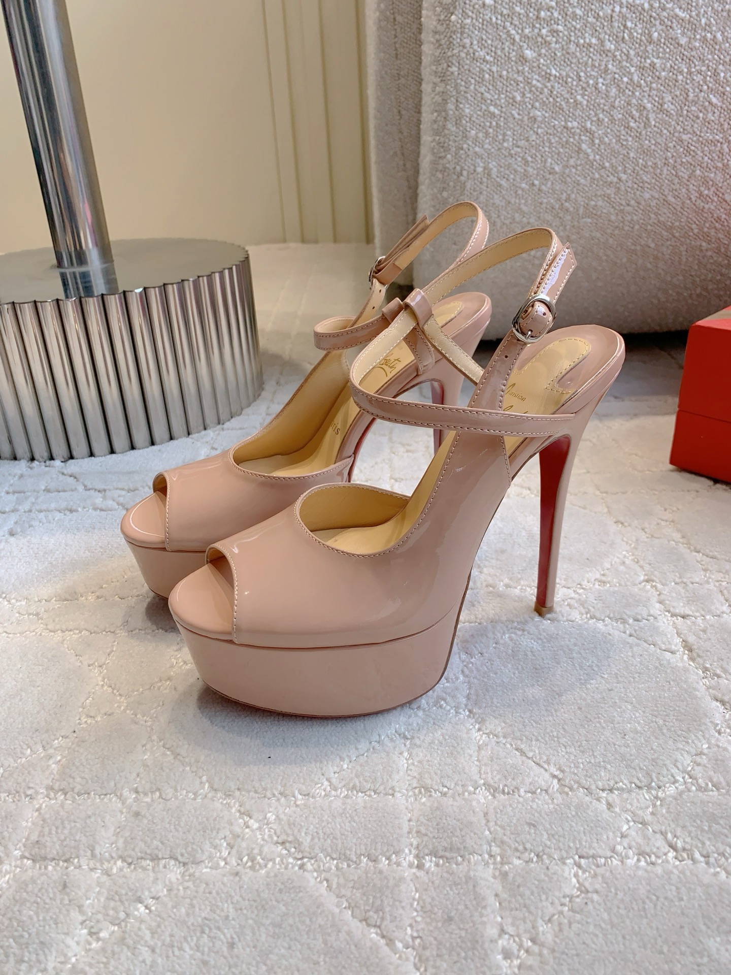 Christian Louboutin Red-Floor Heel Sandals: Price, Height, Size, and Material