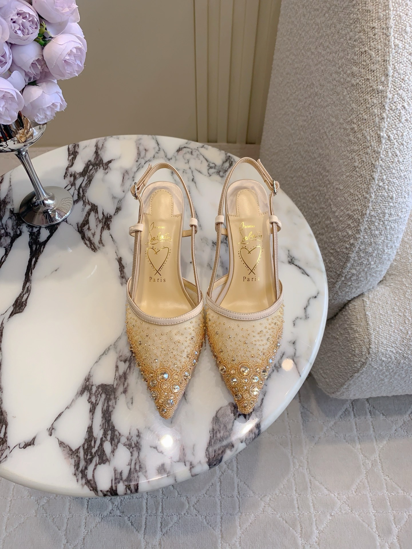 Luxury Handmade High-Heel Shoes with Water-Drilling Details - 图片 9