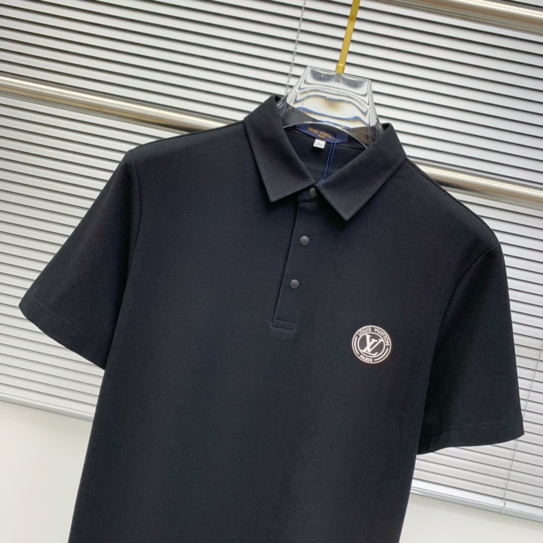 PLV25SS新款春夏短袖翻领T恤Polo，最高版本客供定制高端朱地面料简单时尚款，螺纹拼色螺纹配色超级