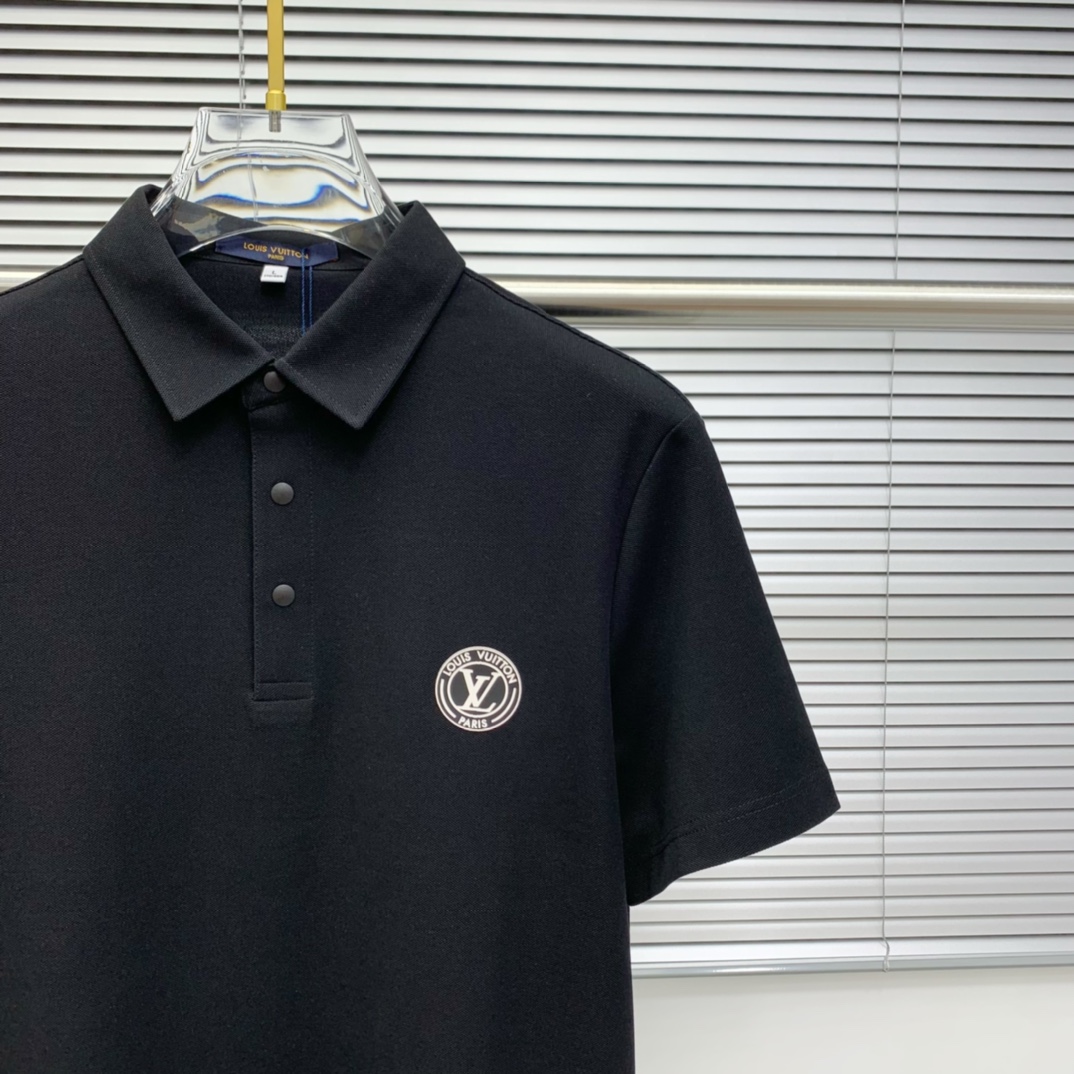 PLV25SS新款春夏短袖翻领T恤Polo，最高版本客供定制高端朱地面料简单时尚款，螺纹拼色螺纹配色超级
