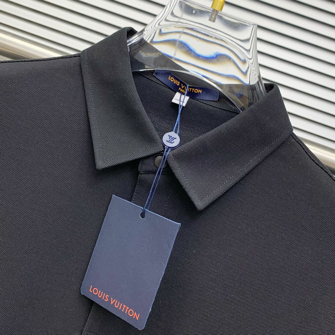 PLV25SS新款春夏短袖翻领T恤Polo，最高版本客供定制高端朱地面料简单时尚款，螺纹拼色螺纹配色超级