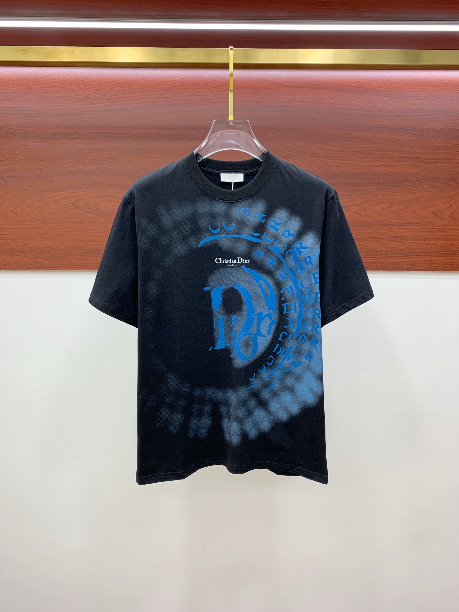 Dior Kleidung T-Shirt Schwarz Weiß Drucken Baumwolle Fashion Kurzarm