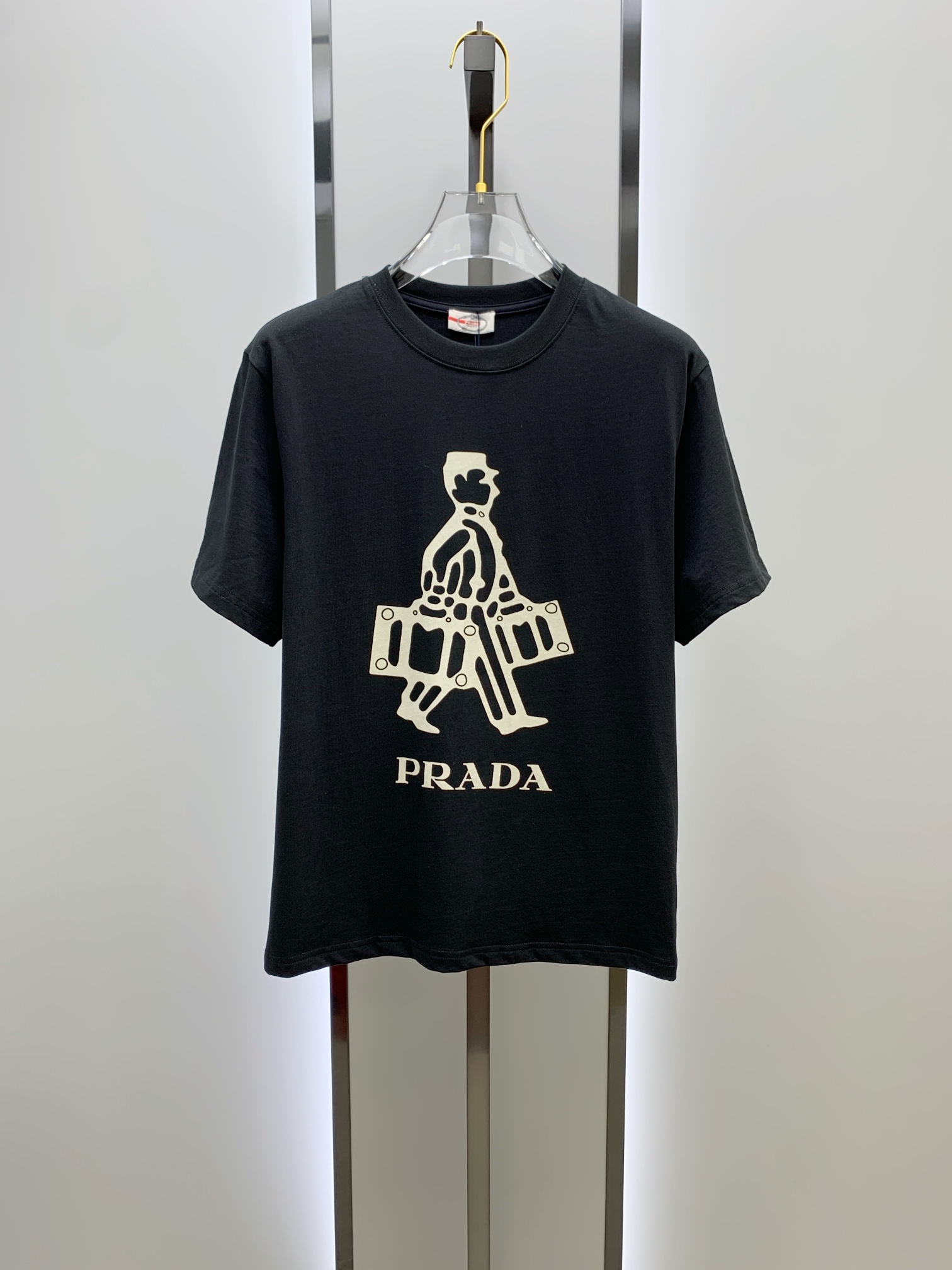 Prada Clothing T-Shirt Black White Cotton Fashion Short Sleeve