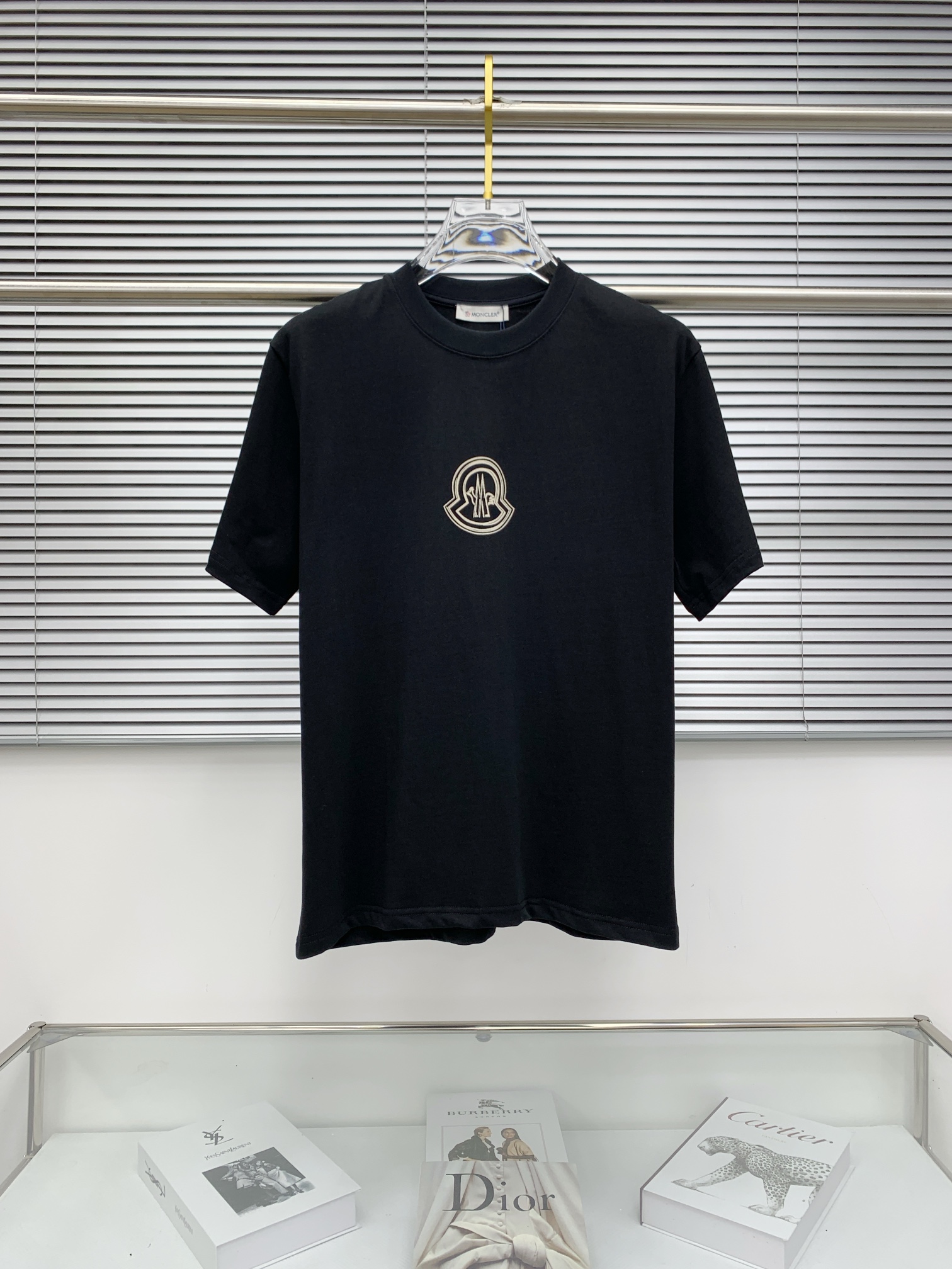 Moncler AAAA
 Clothing T-Shirt Replica AAA+ Designer
 Black White Printing Cotton Fashion Short Sleeve