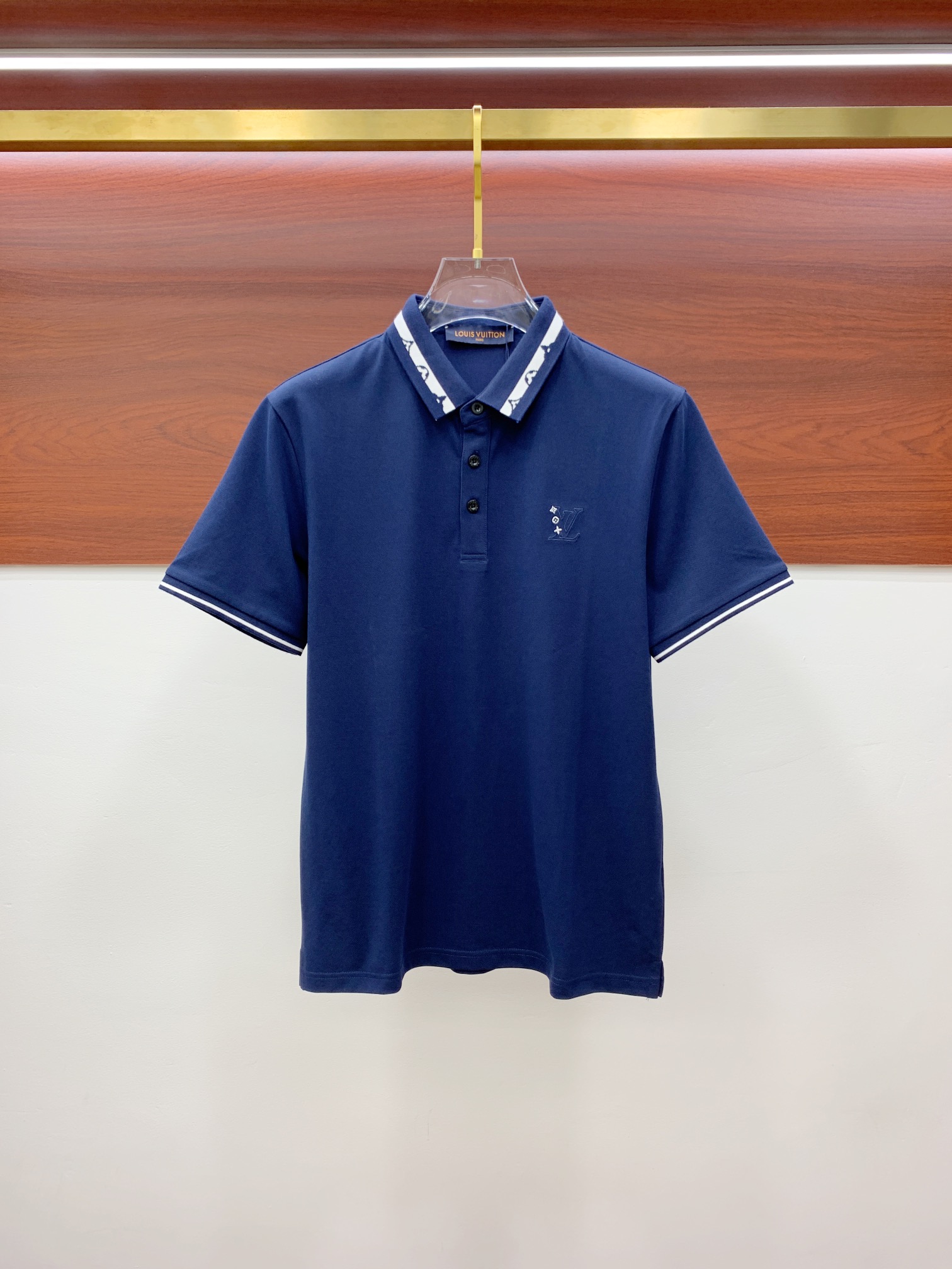 Louis Vuitton Kleidung Polo T-Shirt Blau Weiß Stickerei Frühling/Sommer Kollektion Fashion