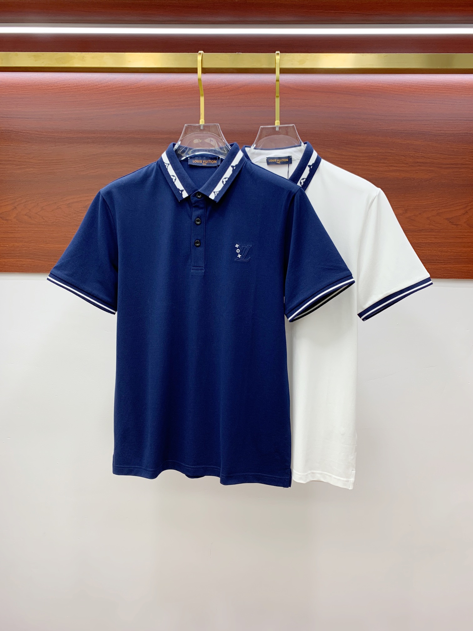 Louis Vuitton Kleidung Polo T-Shirt Blau Weiß Stickerei Frühling/Sommer Kollektion Fashion