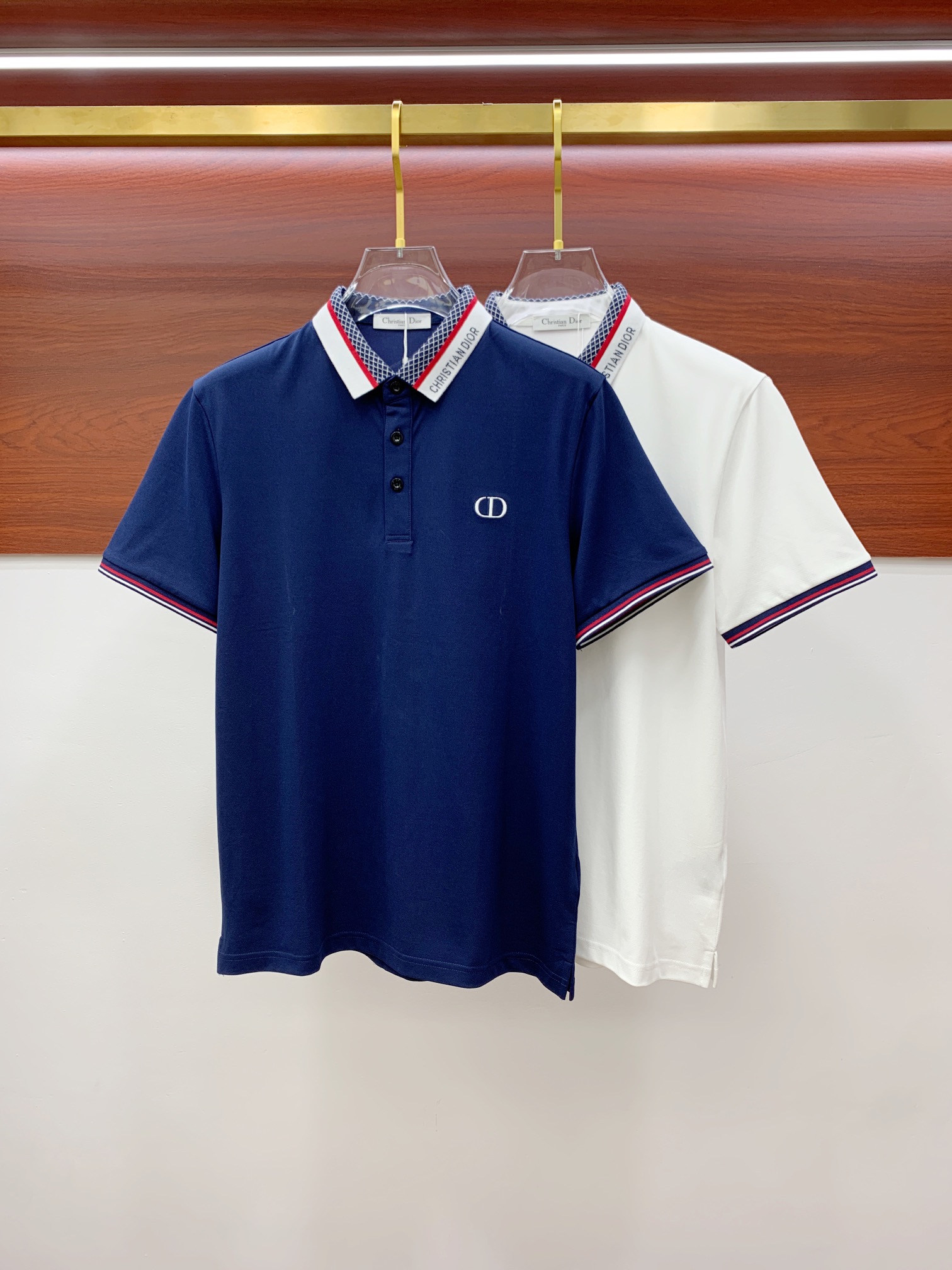 Dior Kleidung Polo T-Shirt AAA+ Replik
 Blau Weiß Stickerei Frühling/Sommer Kollektion Fashion