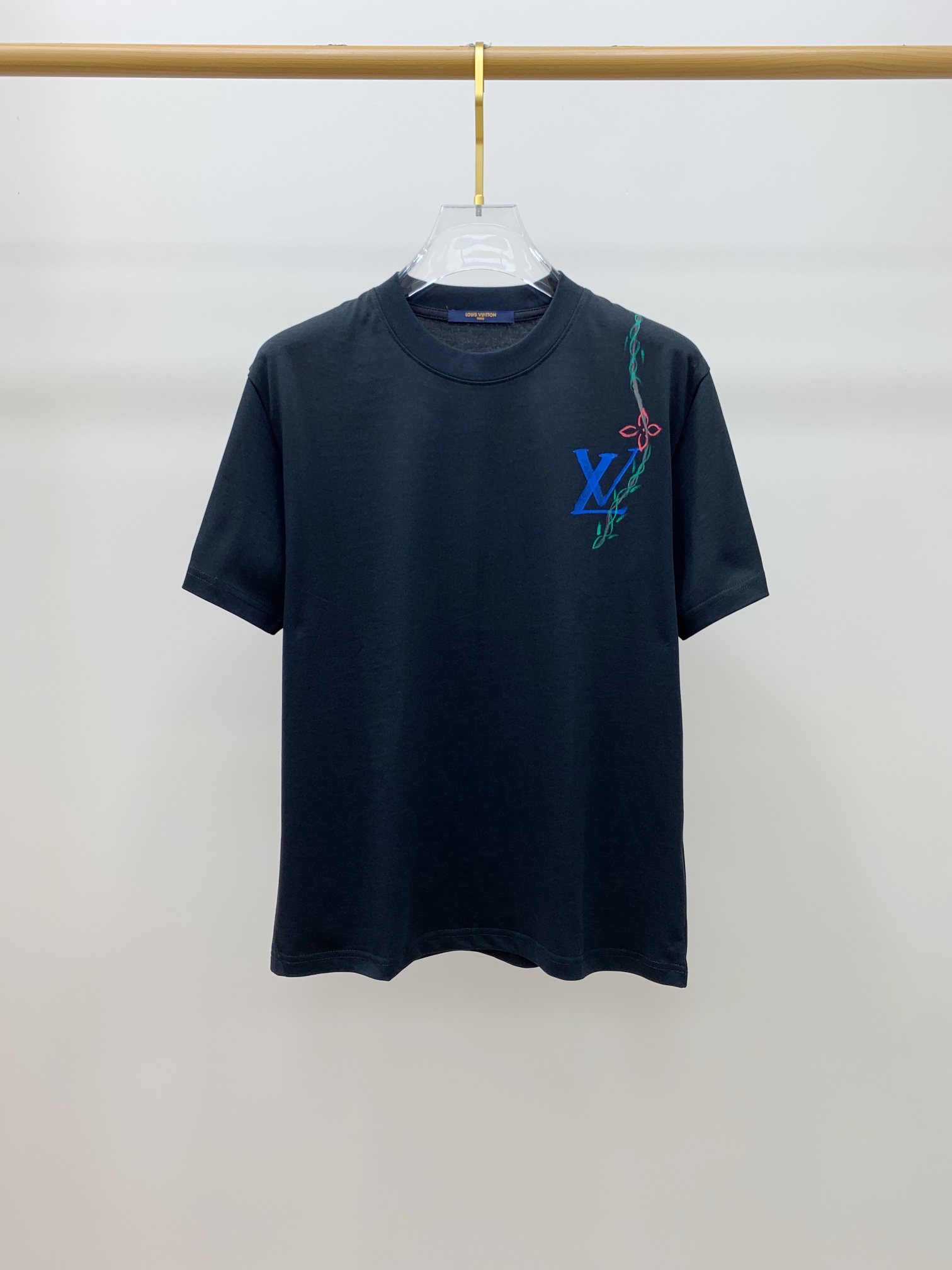 Louis Vuitton Kleidung T-Shirt Schwarz Drucken Baumwolle Frühling/Sommer Kollektion Fashion Kurzarm