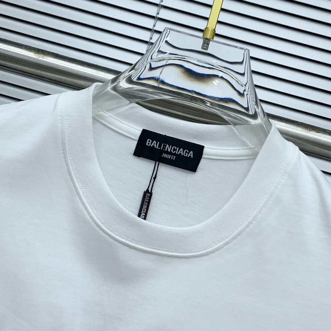 ss巴黎世家纯棉最新面料（最高版本）经典标识图案logo时尚简约潮流短袖，最顶级的品质专柜原单短袖，顶级