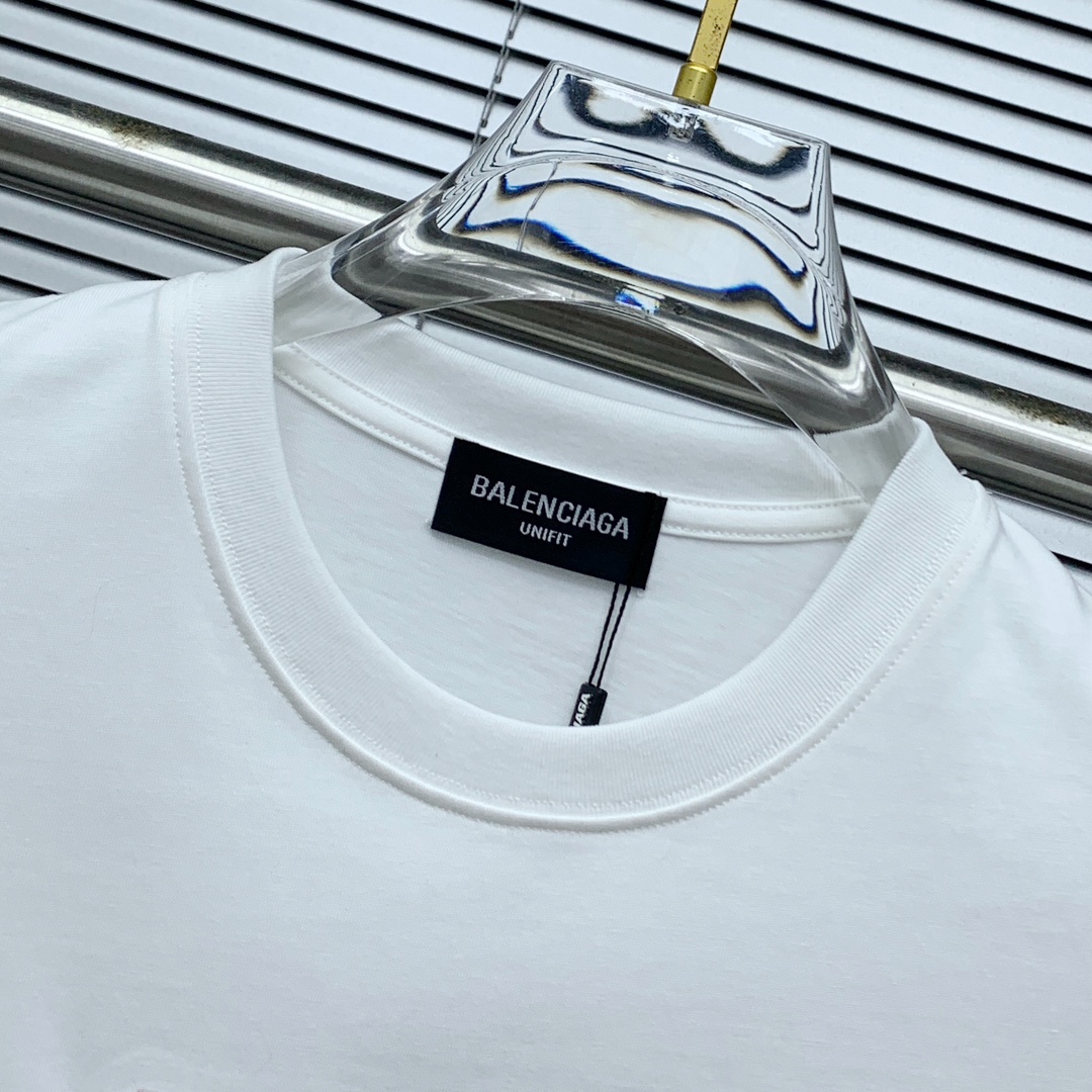 ss巴黎世家纯棉最新面料（最高版本）经典标识图案logo时尚简约潮流短袖，最顶级的品质专柜原单短袖，顶级