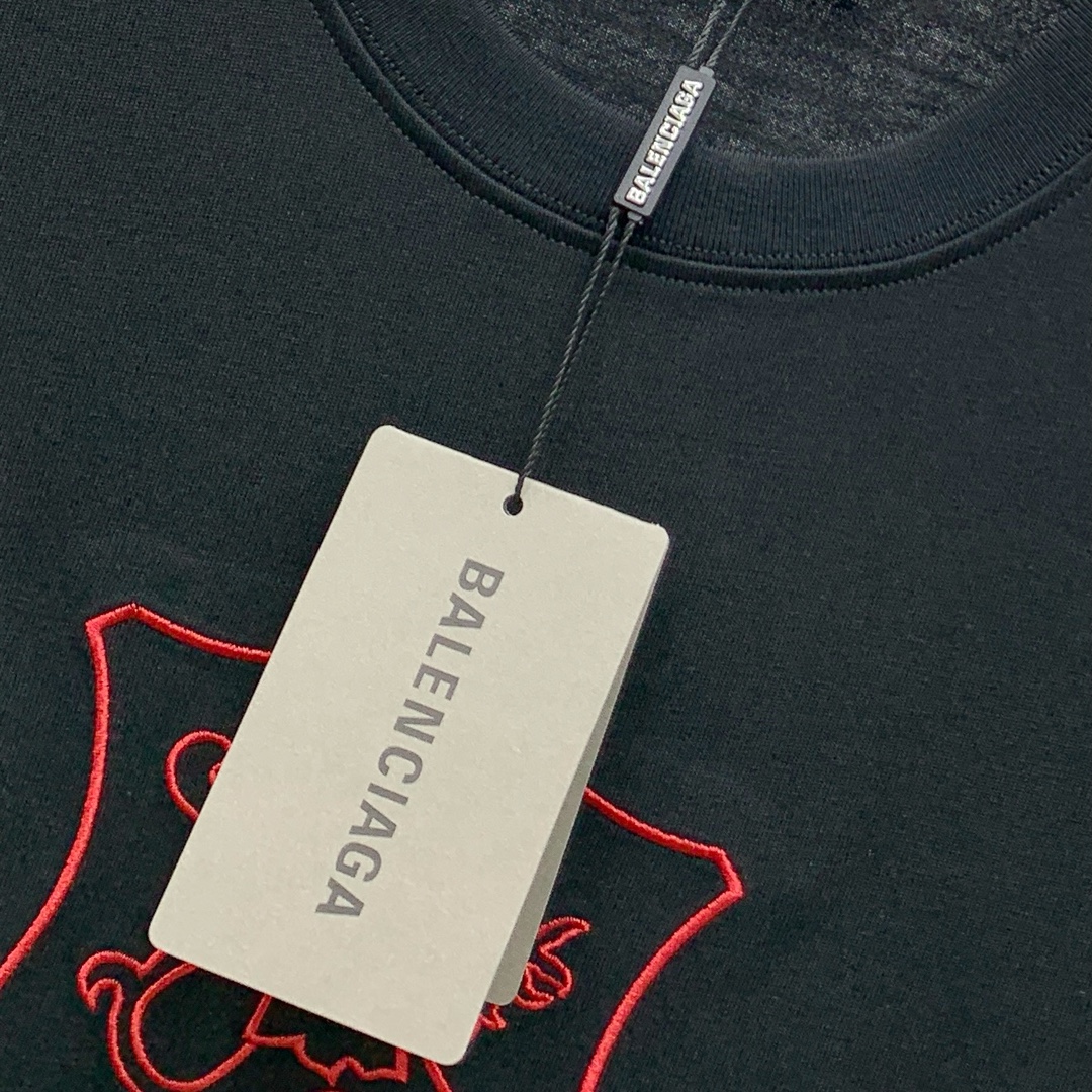 ss巴黎世家纯棉最新面料（最高版本）经典标识图案logo时尚简约潮流短袖，最顶级的品质专柜原单短袖，顶级