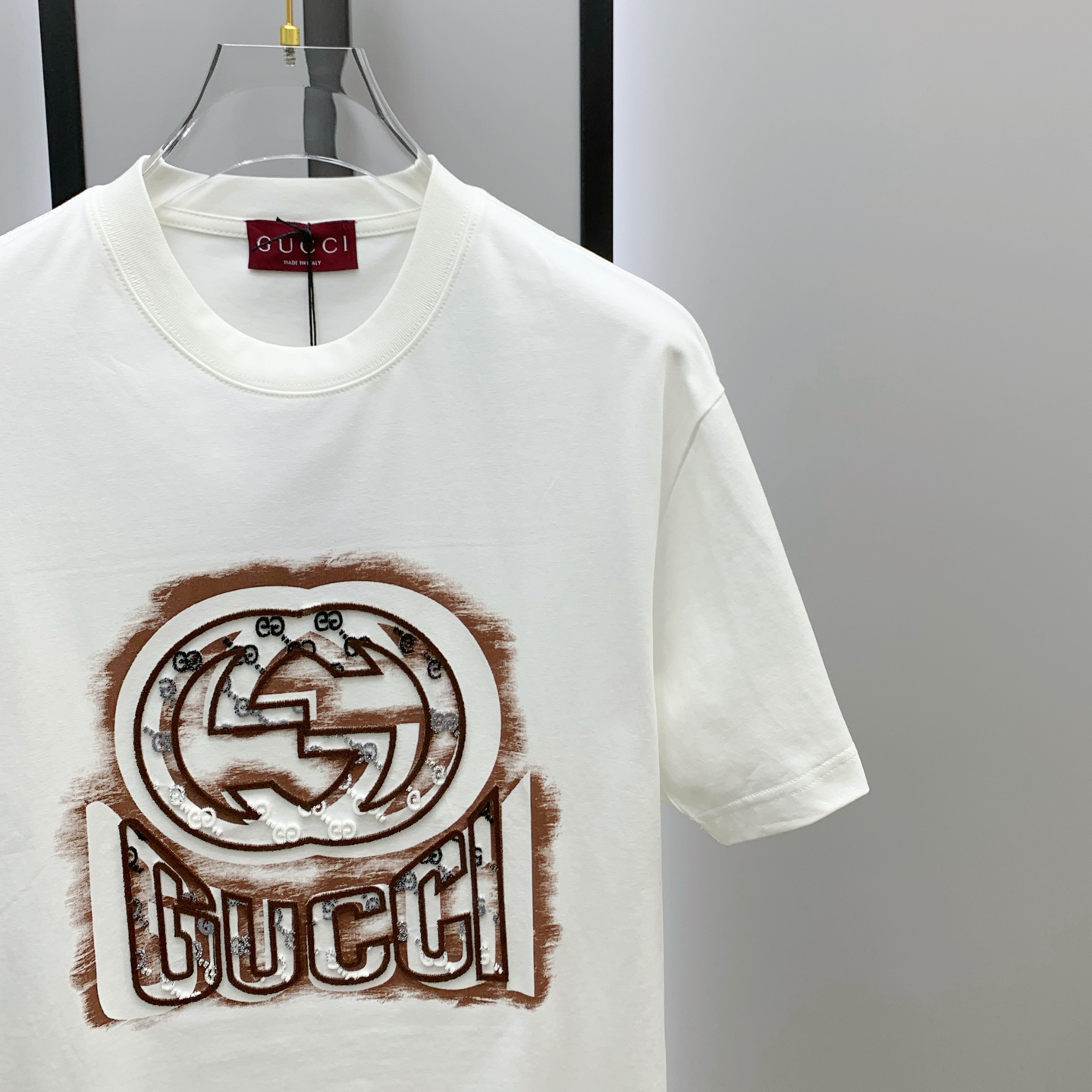 ss古驰纯棉最新面料经典标识图案logo时尚简约潮流短袖，最顶级的品质专柜原单短袖，顶级制作工艺进口面料