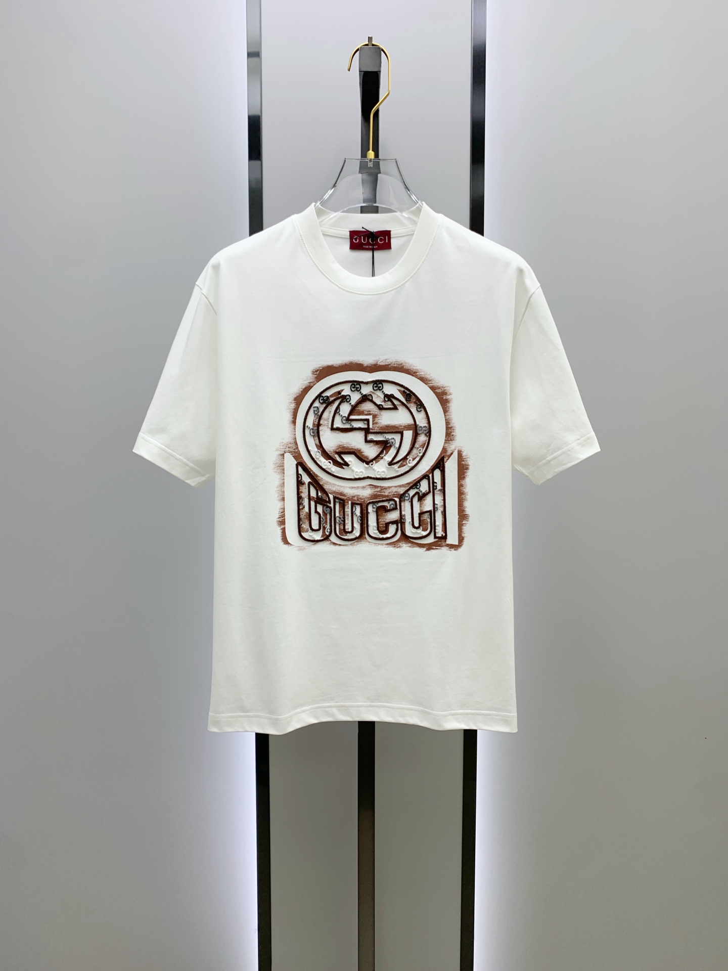 ss古驰纯棉最新面料经典标识图案logo时尚简约潮流短袖，最顶级的品质专柜原单短袖，顶级制作工艺进口面料