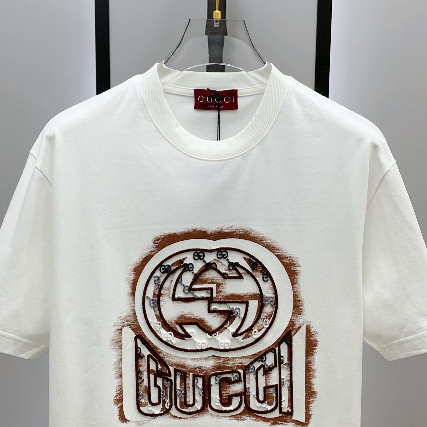 ss古驰纯棉最新面料经典标识图案logo时尚简约潮流短袖，最顶级的品质专柜原单短袖，顶级制作工艺进口面料