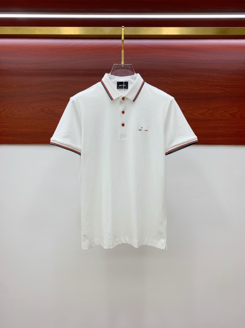 Kiton Men's White Polo Shirt with Striped Collar and Cuffs - Classic Fit 1 Kiton Men's White Polo Shirt with Striped Collar and Cuffs - Classic Fit